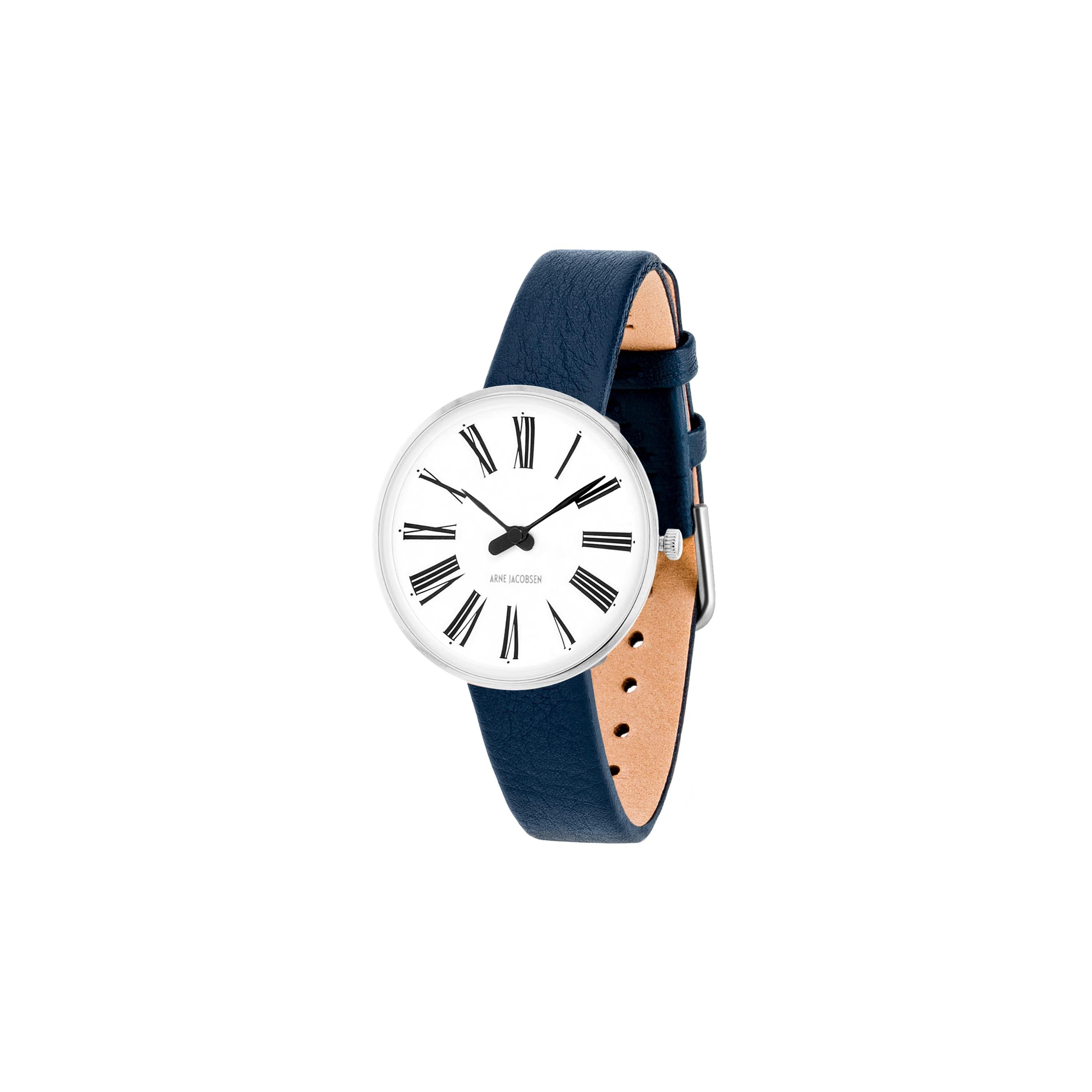 Arne Jacobsen Roman armband klocka Ø30, blå rem