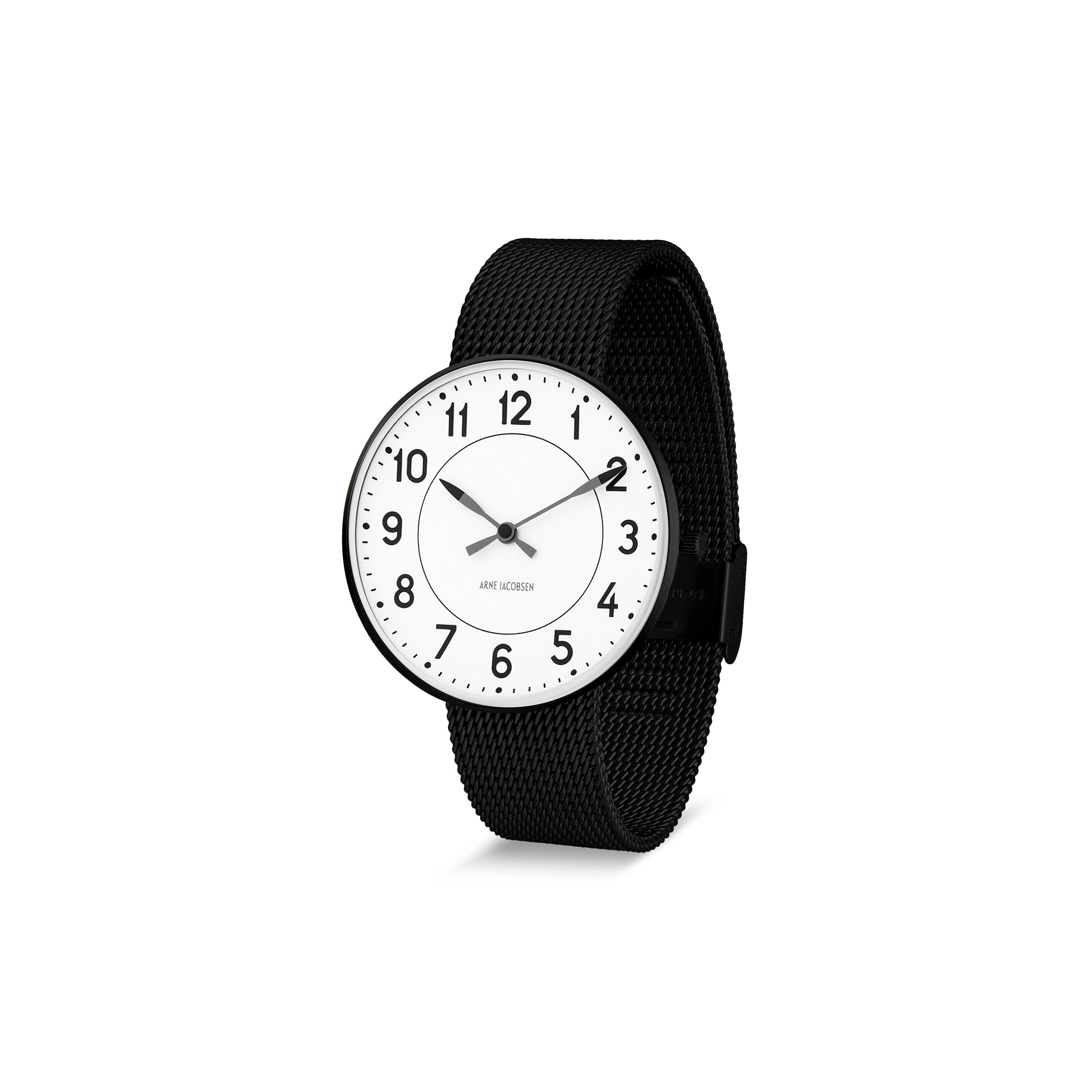 Arne Jacobsen Station Armband Watch Ø40, Black/Black Mesh