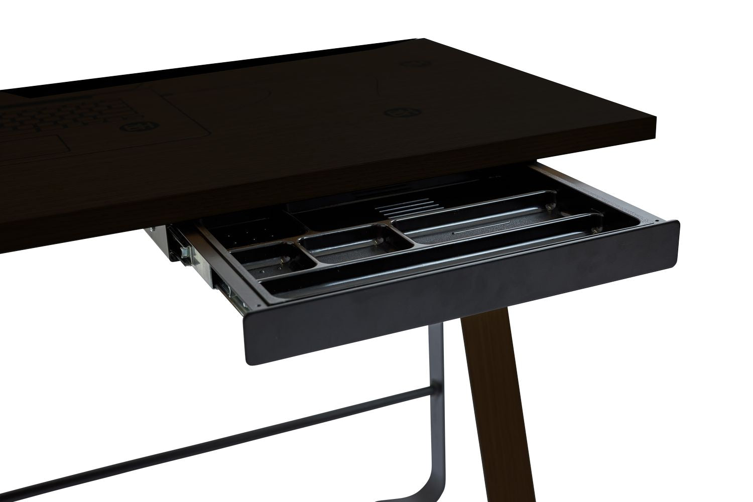 Bent Hansen Hemingway Desk med låda L 120 cm, matt lackerad ek/barrgrön linoleum