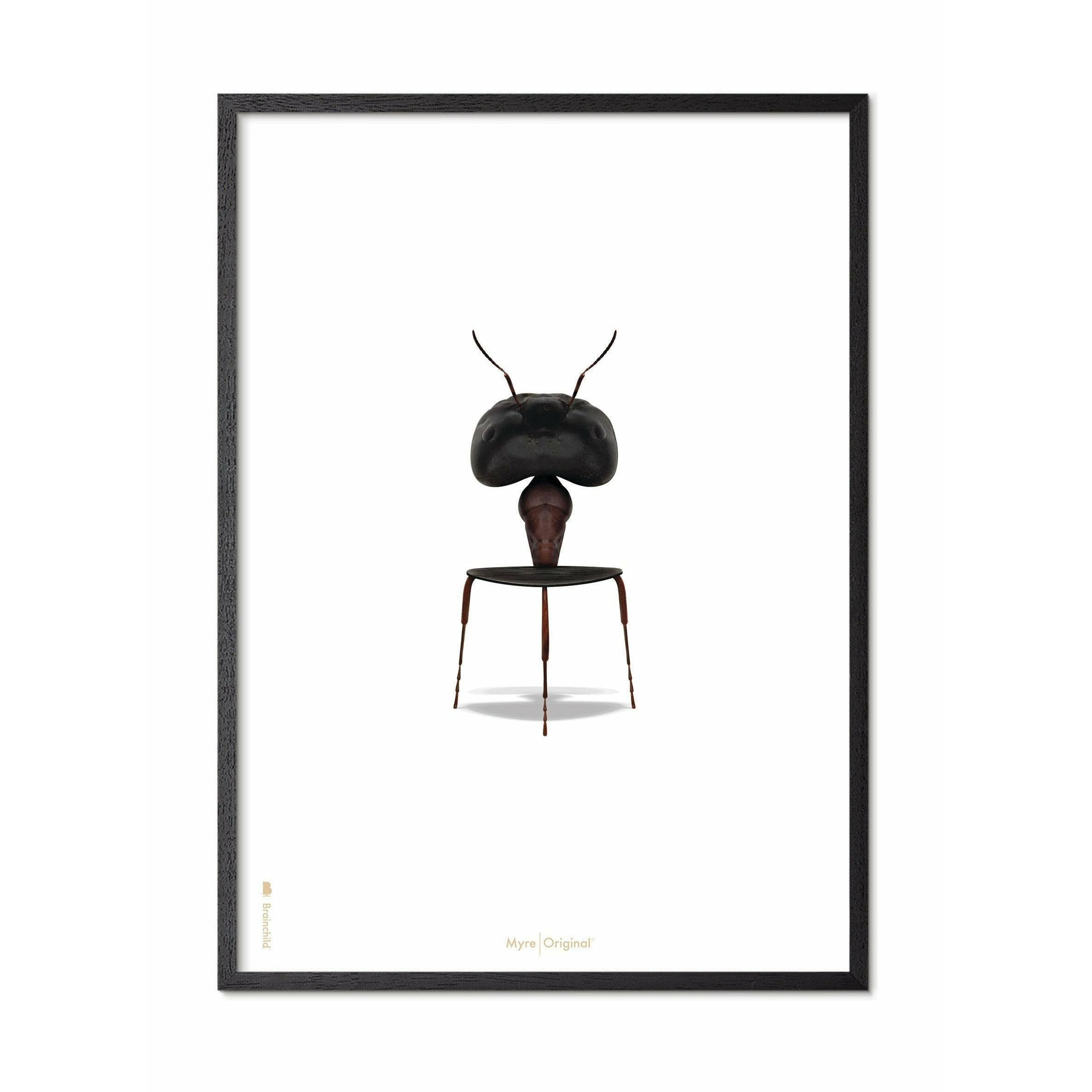 Brainchild Ant klassisk affisch, ram i svart -målat trä 30x40 cm, vit bakgrund