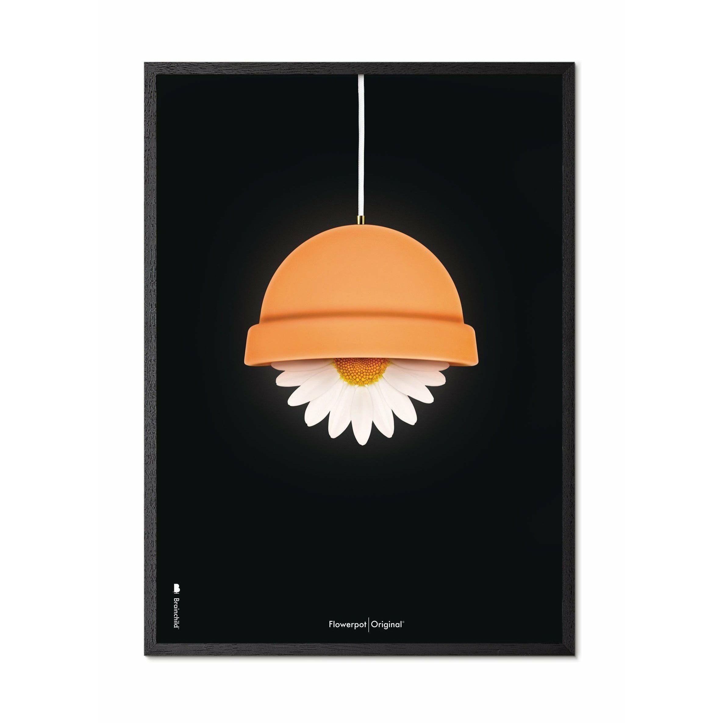 Brainchild Flowerpot Classic -affisch, ram i svart målad trä A5, svart bakgrund