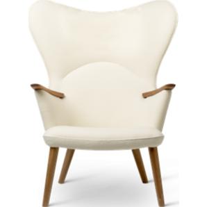 Carl Hansen CH78 MAMA Bear Lounge Chair, Walnut Oil/White Hallingdal 100