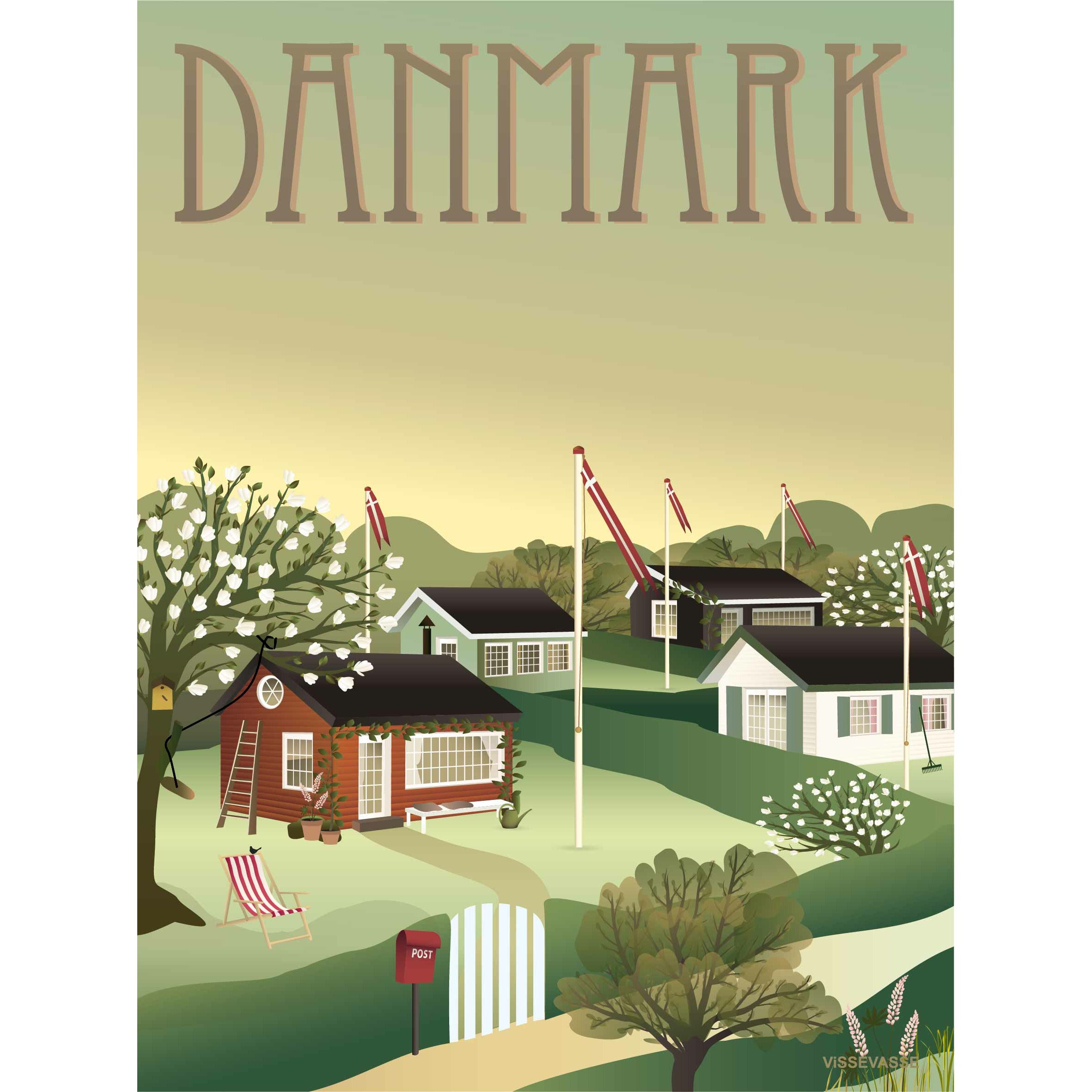 Vissevasse Danmark Colonial Gardens affisch, 15x21cm