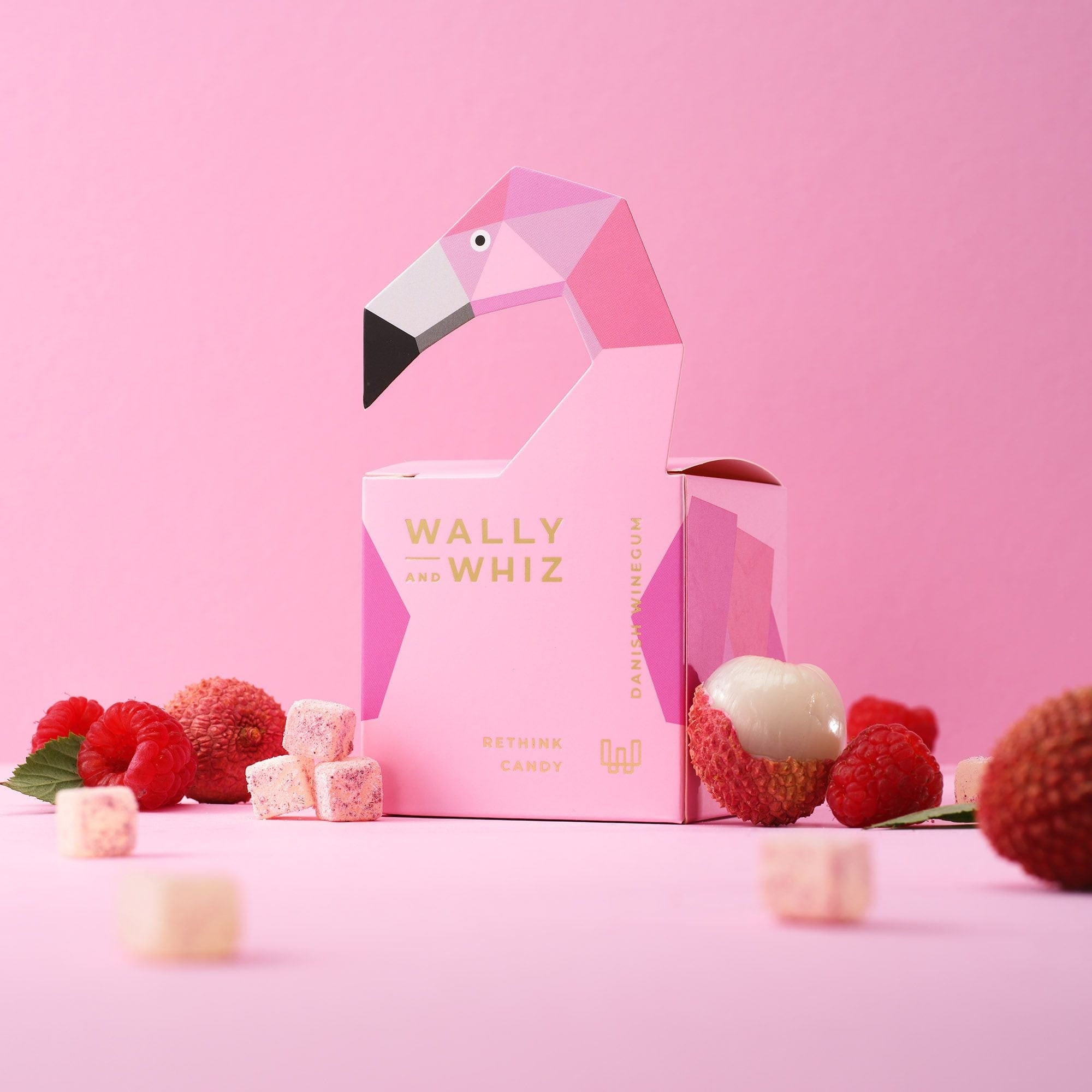 Wally and Whiz Älskar Windumi Cube Pink Flamingo med Litchi med hallon, 140g