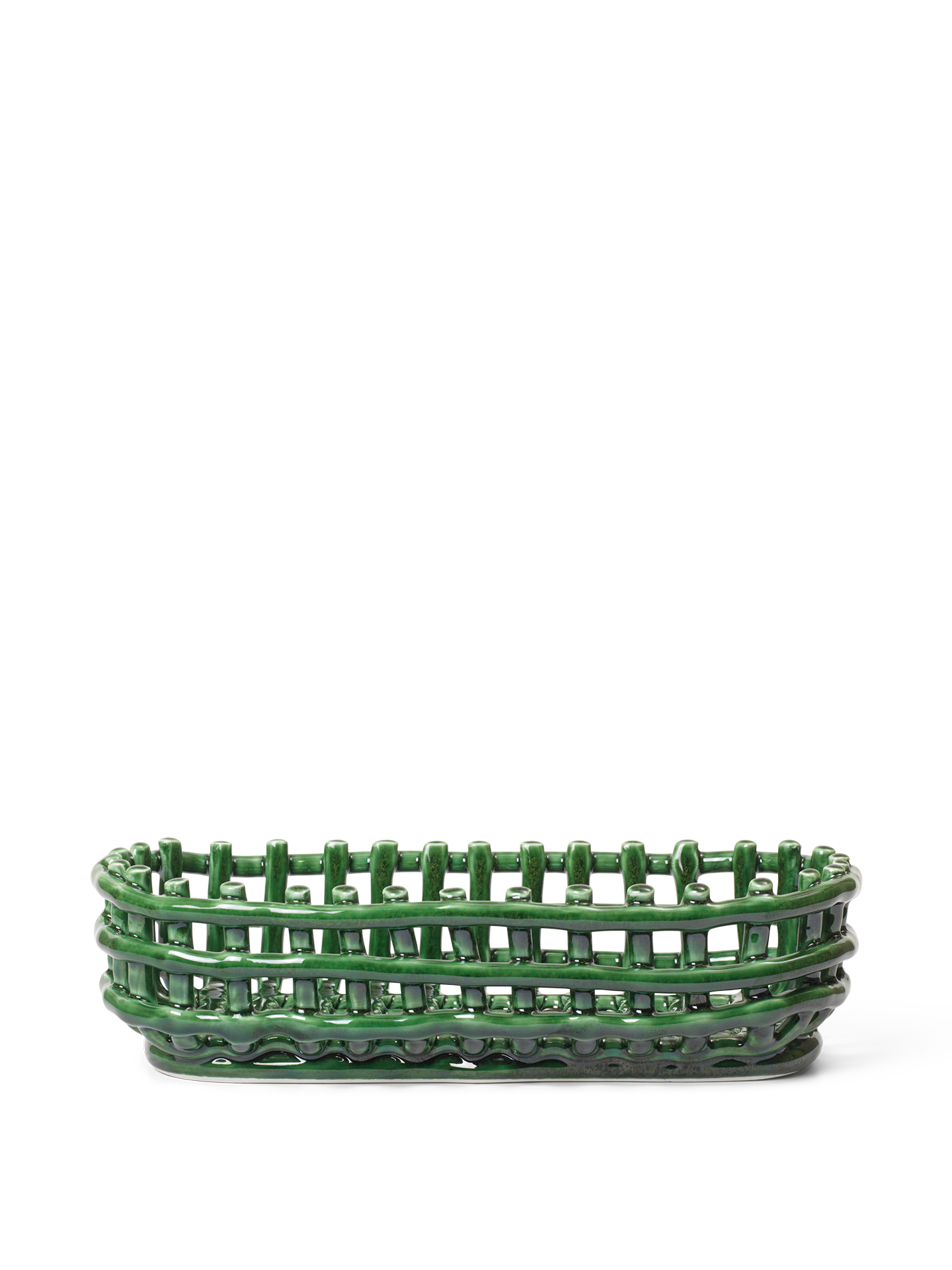 Ferm Living Ceramic Basket Oval Emerald Green