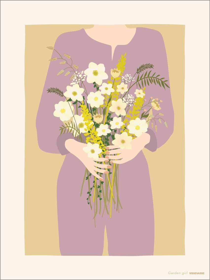 Vissevasse Garden Girl -affisch, 30x40 cm