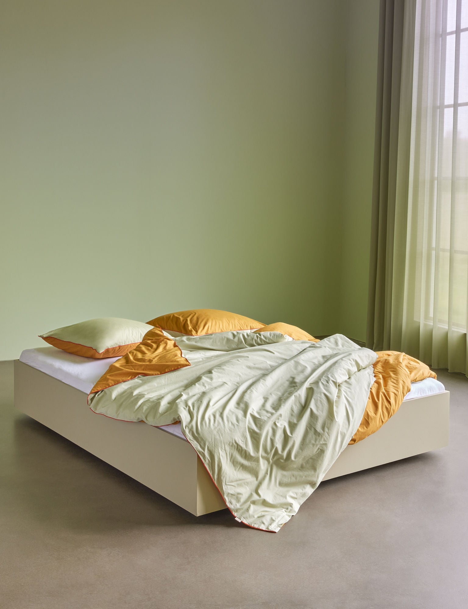 Hübsch Aki Bed Linen 60/220 Orange/Green