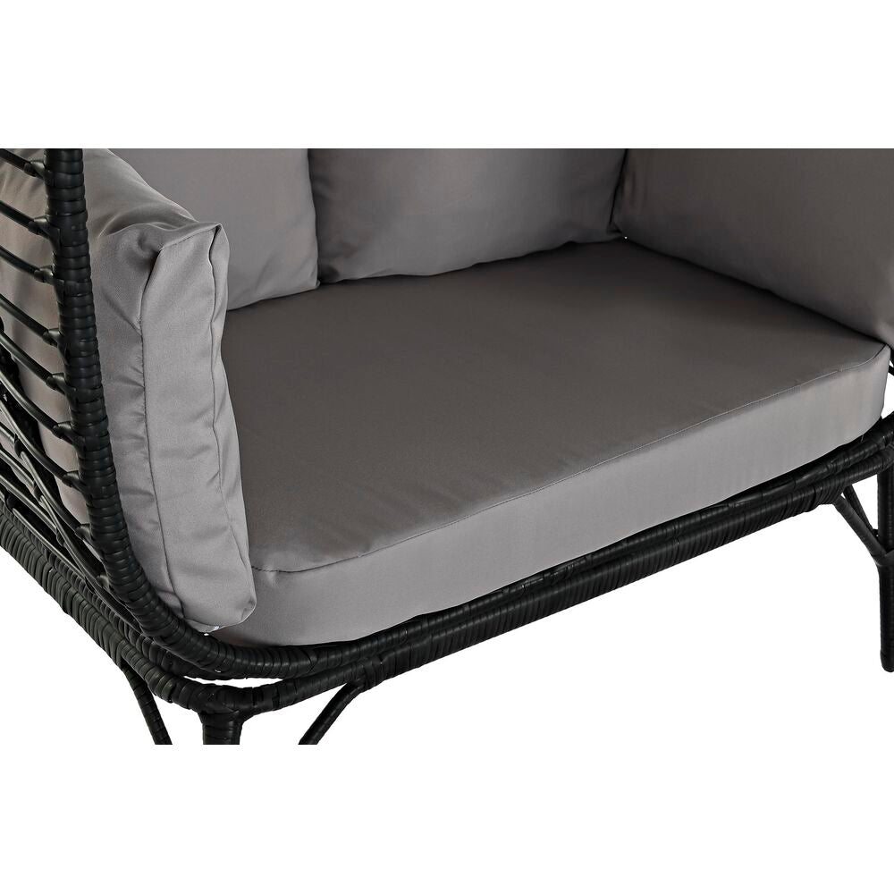 Garden sofa DKD Home Decor Black Beige synthetic rattan Steel (130 x