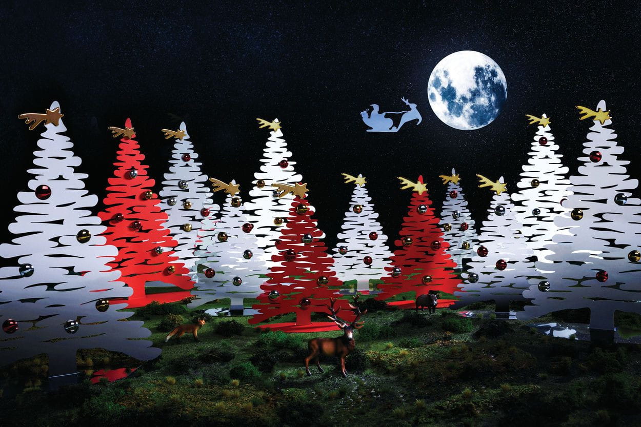 Alessi Bark till julen julgran med magnetbollar stål, 30 cm