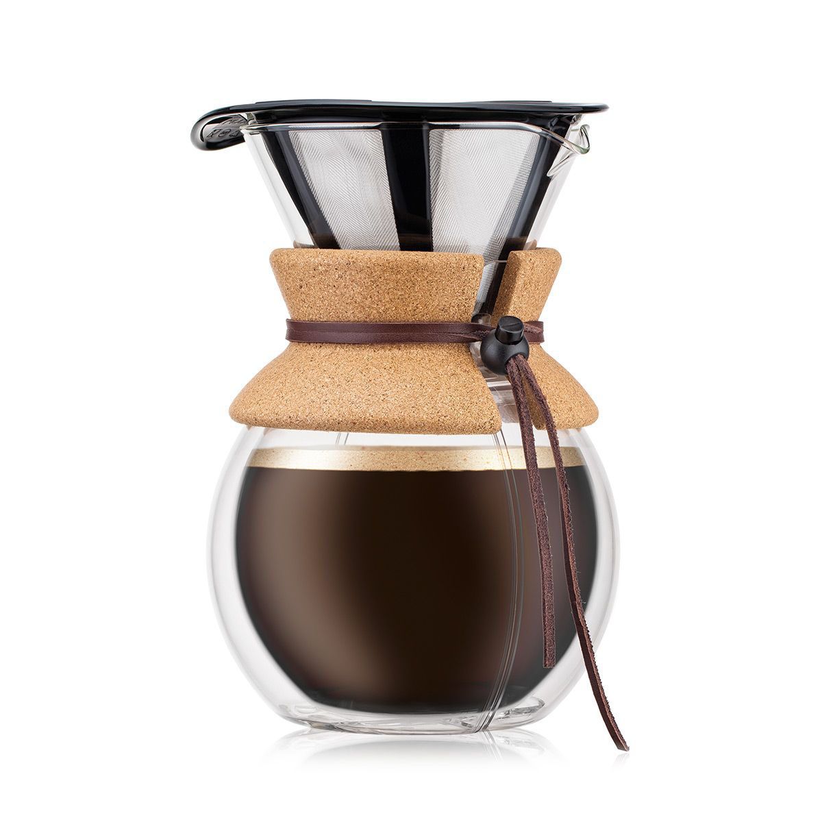 Bodum Pour Over Kaffebrygger Med Stålfilter Dobbeltvægget Yderlag Cork, 8 Kop