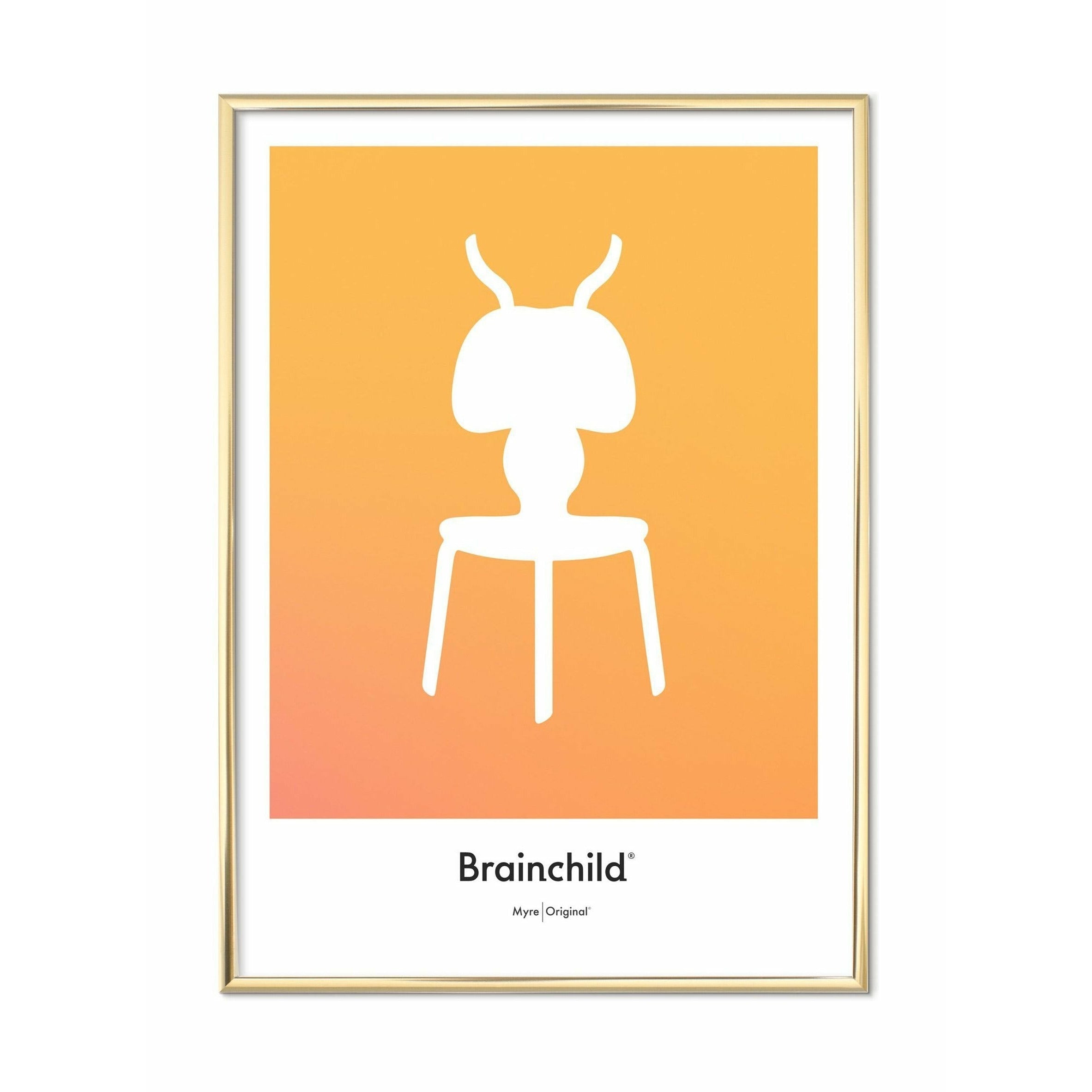 Brainchild ANT DESIGN -ICON -affisch, mässingsfärgad ram 30x40 cm, gul