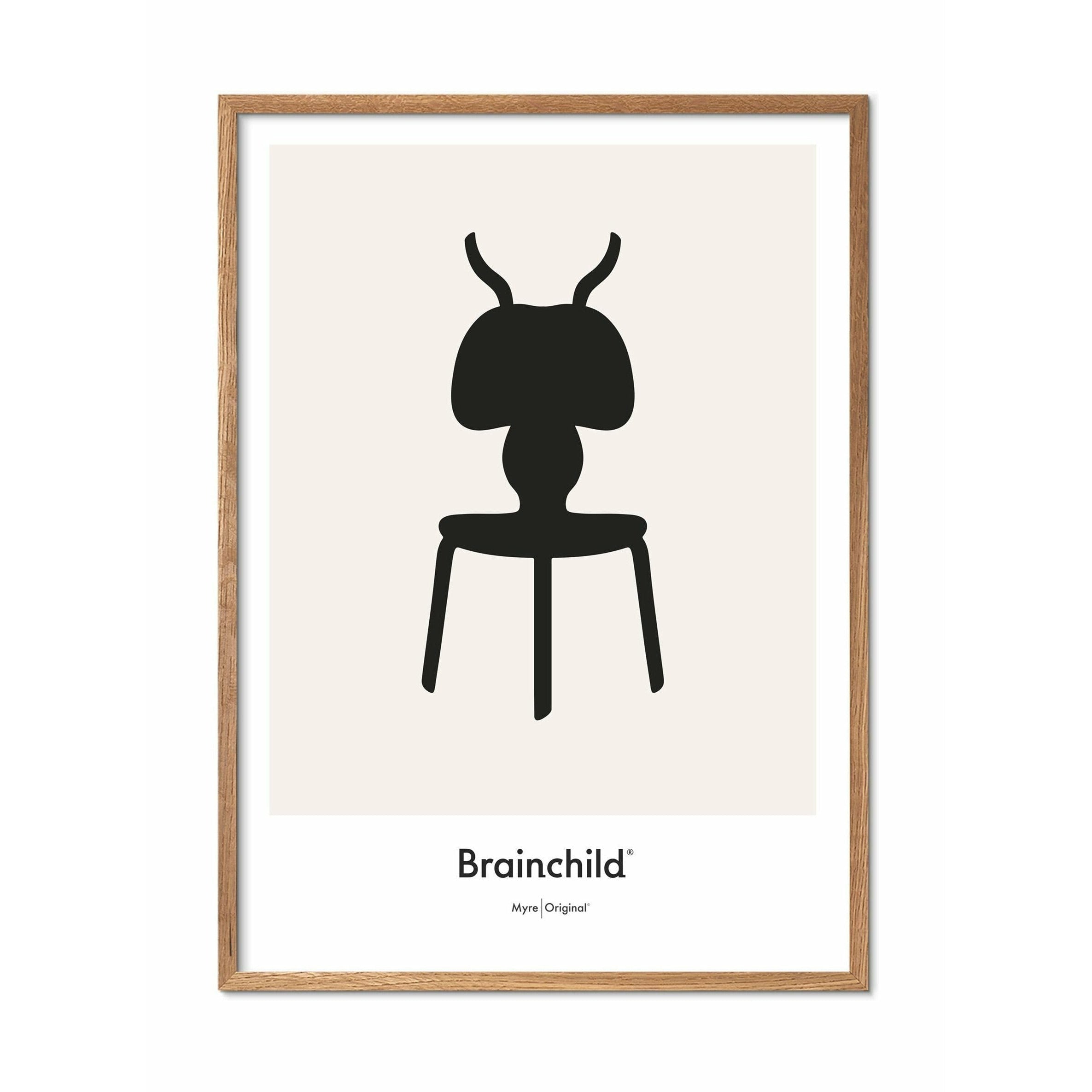 Brainchild Myrdesignikon affisch, ram i lätt trä 70x100 cm, grå