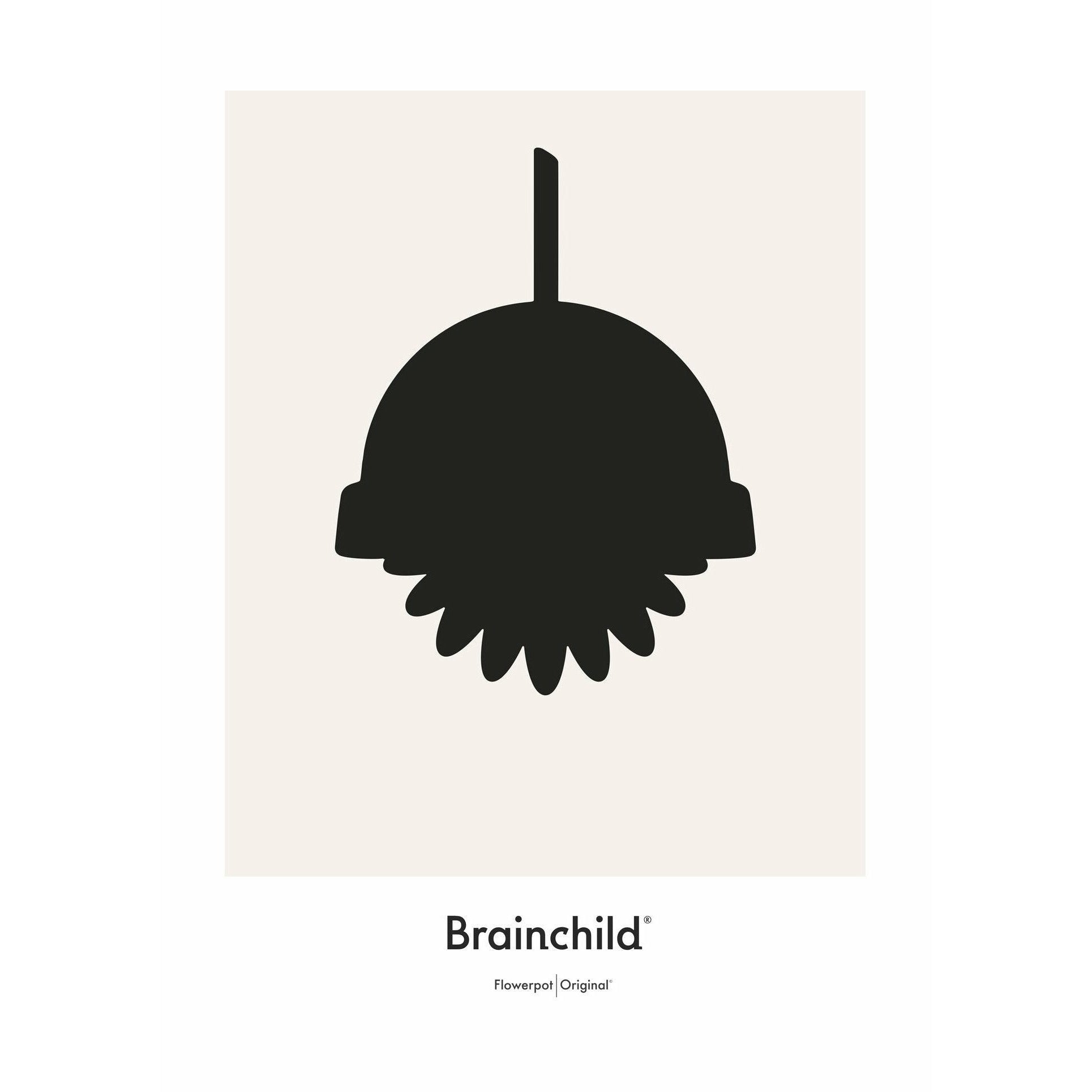 Brainchild Flowerpot Designikon Poster ingen ram 30x40 cm, grå