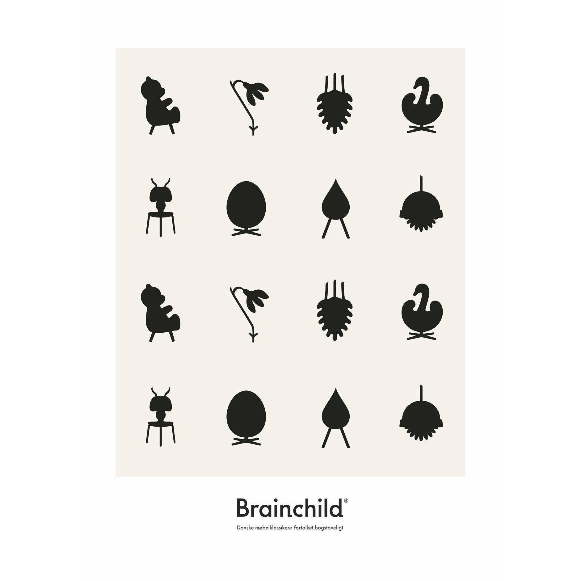 Brainchild Designikoner affisch ingen ram 70x100 cm, grå