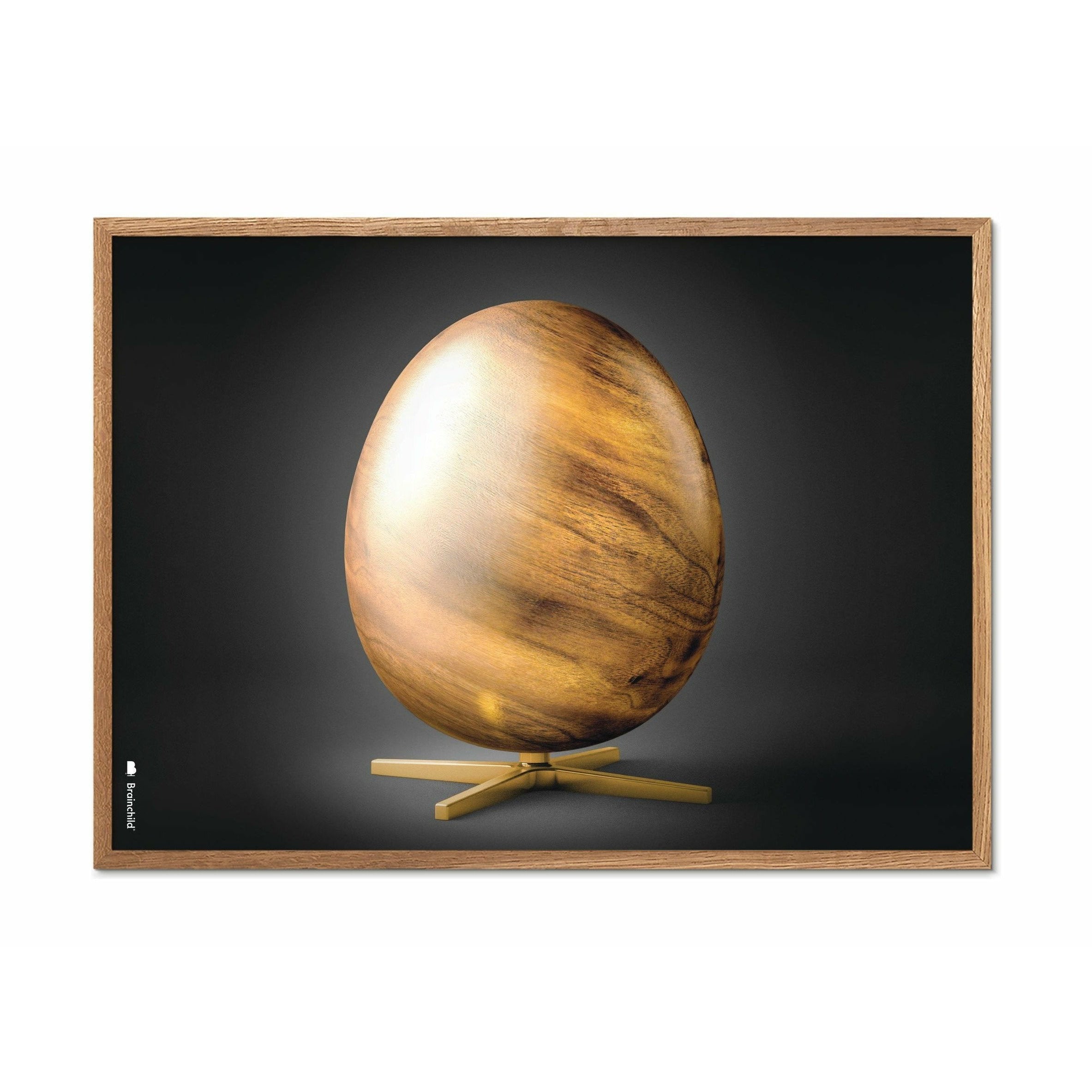 Brainchild Egg Figure Cross -Format -affisch, ram i lätt trä A5, svart