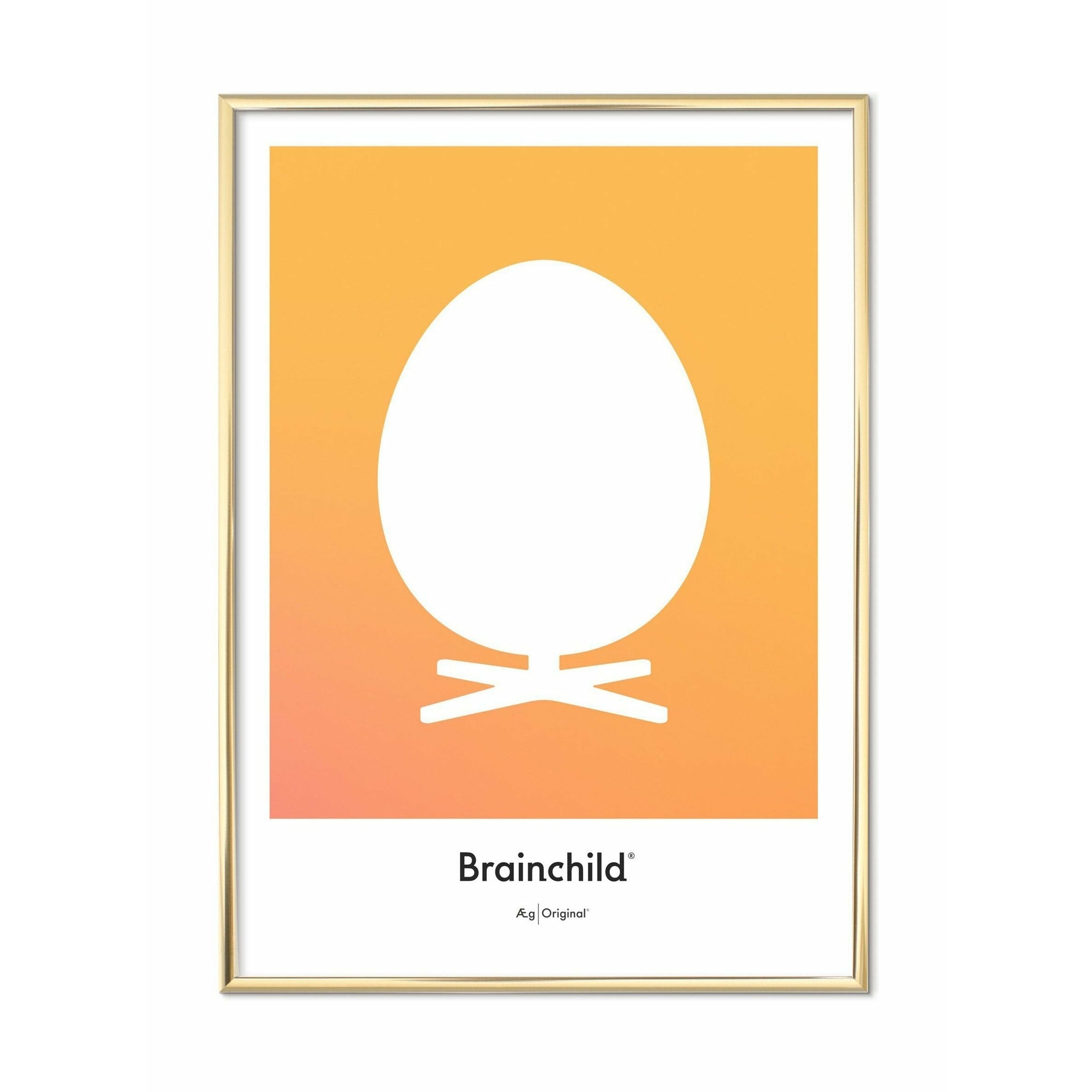 Brainchild Äggdesignikonsaffisch, mässingsfärgad ram 50x70 cm, gul