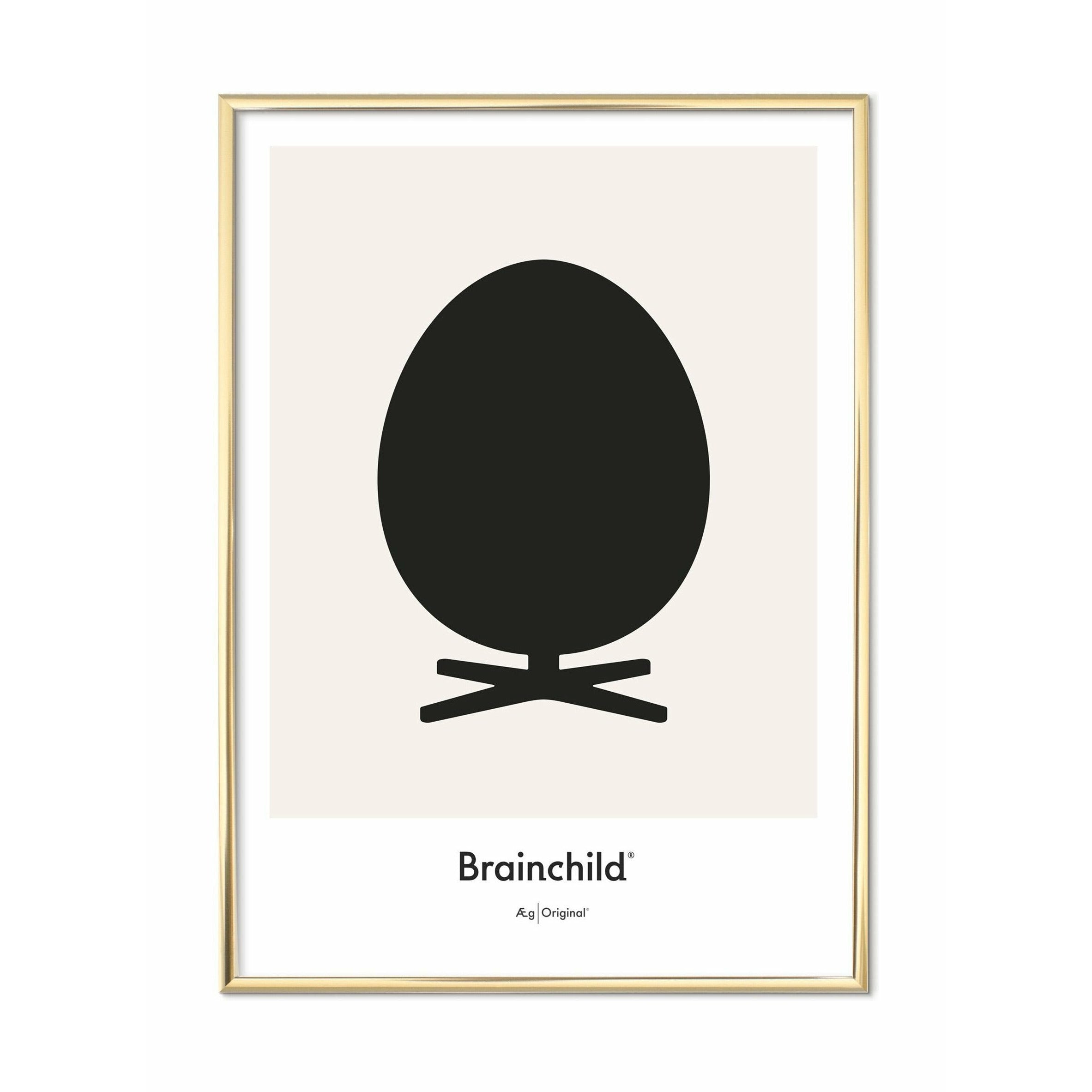 Brainchild Äggdesignikonsaffisch, mässingsfärgad ram 70x100 cm, grå