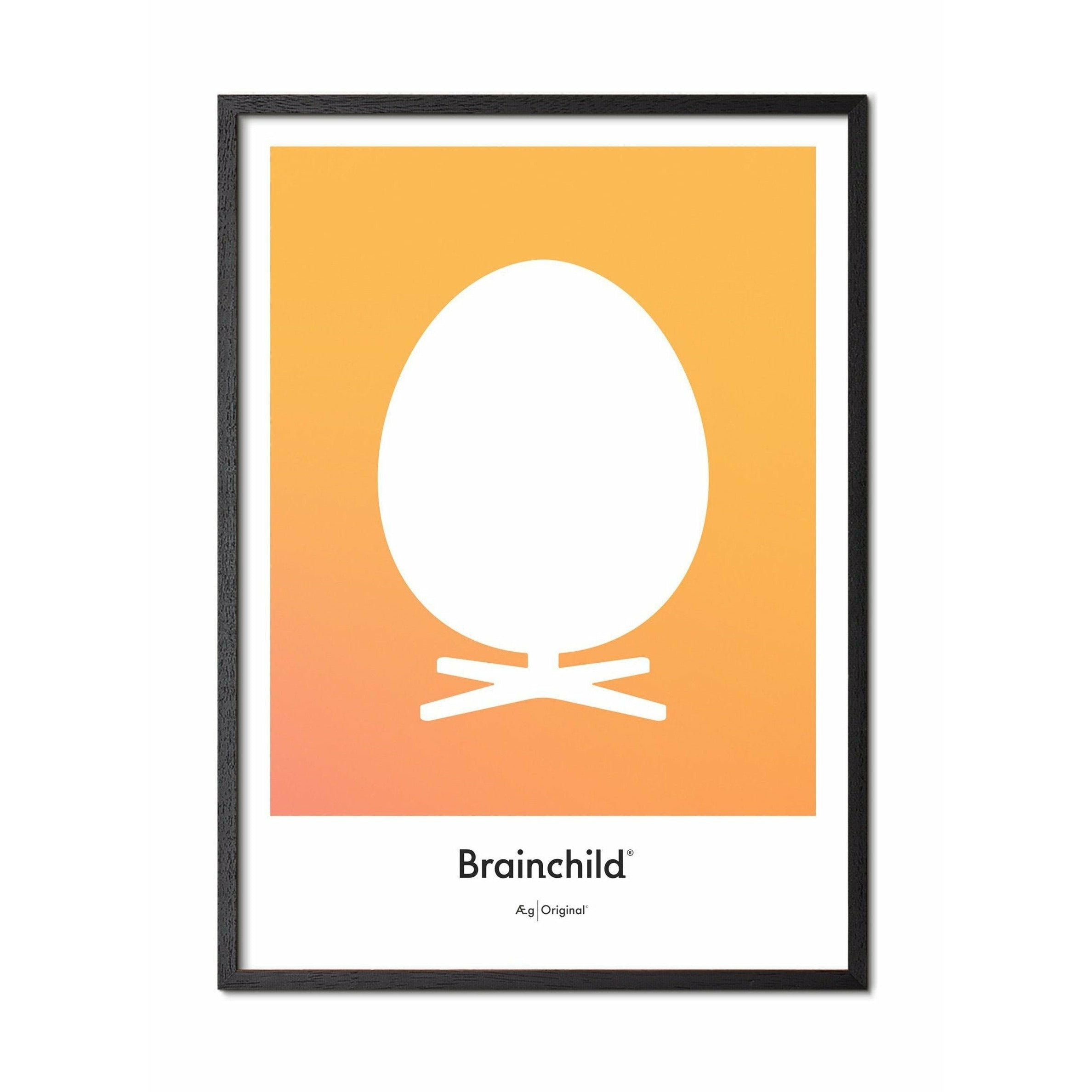 Brainchild Äggdesignikonsaffisch, ram i svart målat trä A5, gult