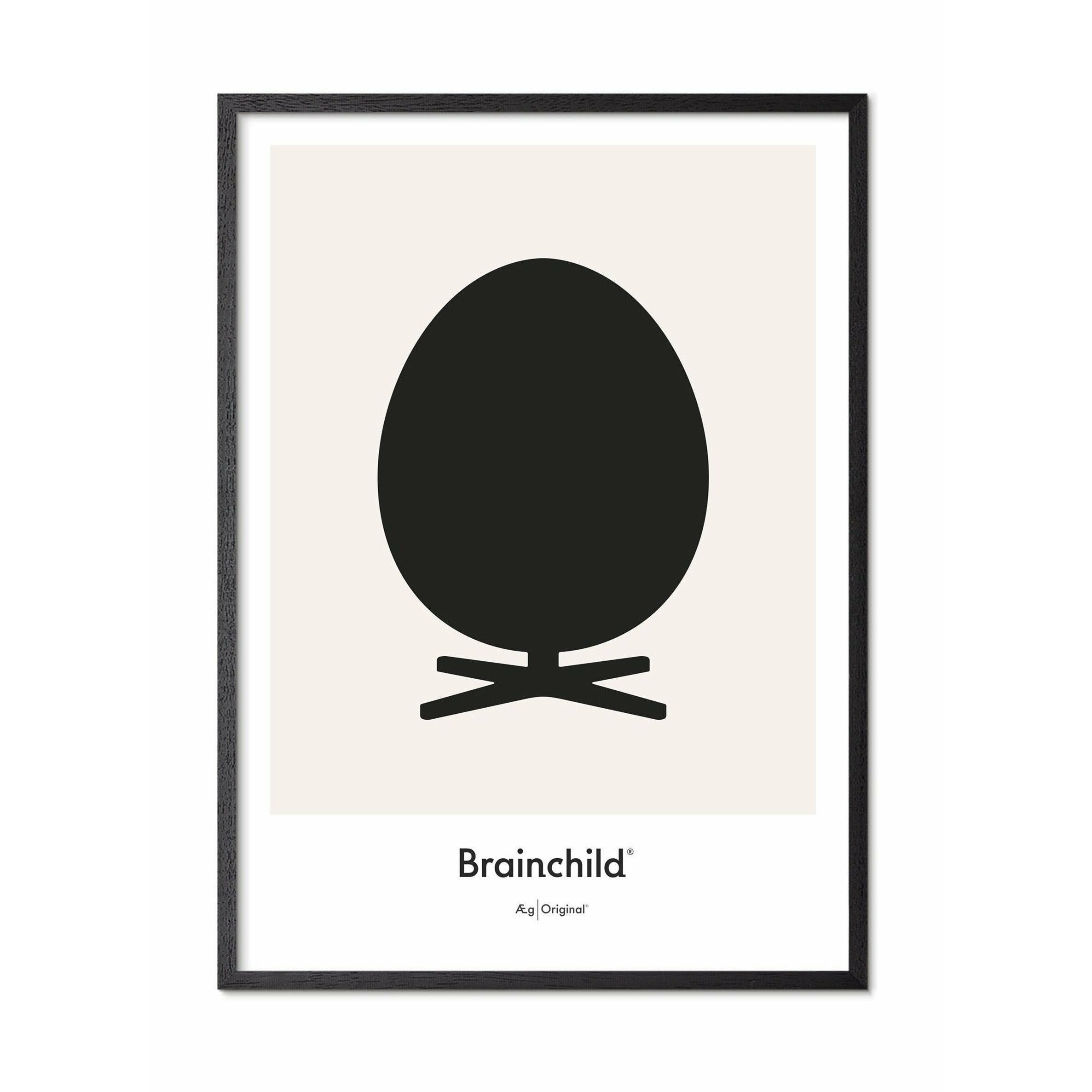 Brainchild Äggdesignikon affisch, ram i svart målad trä A5, grå