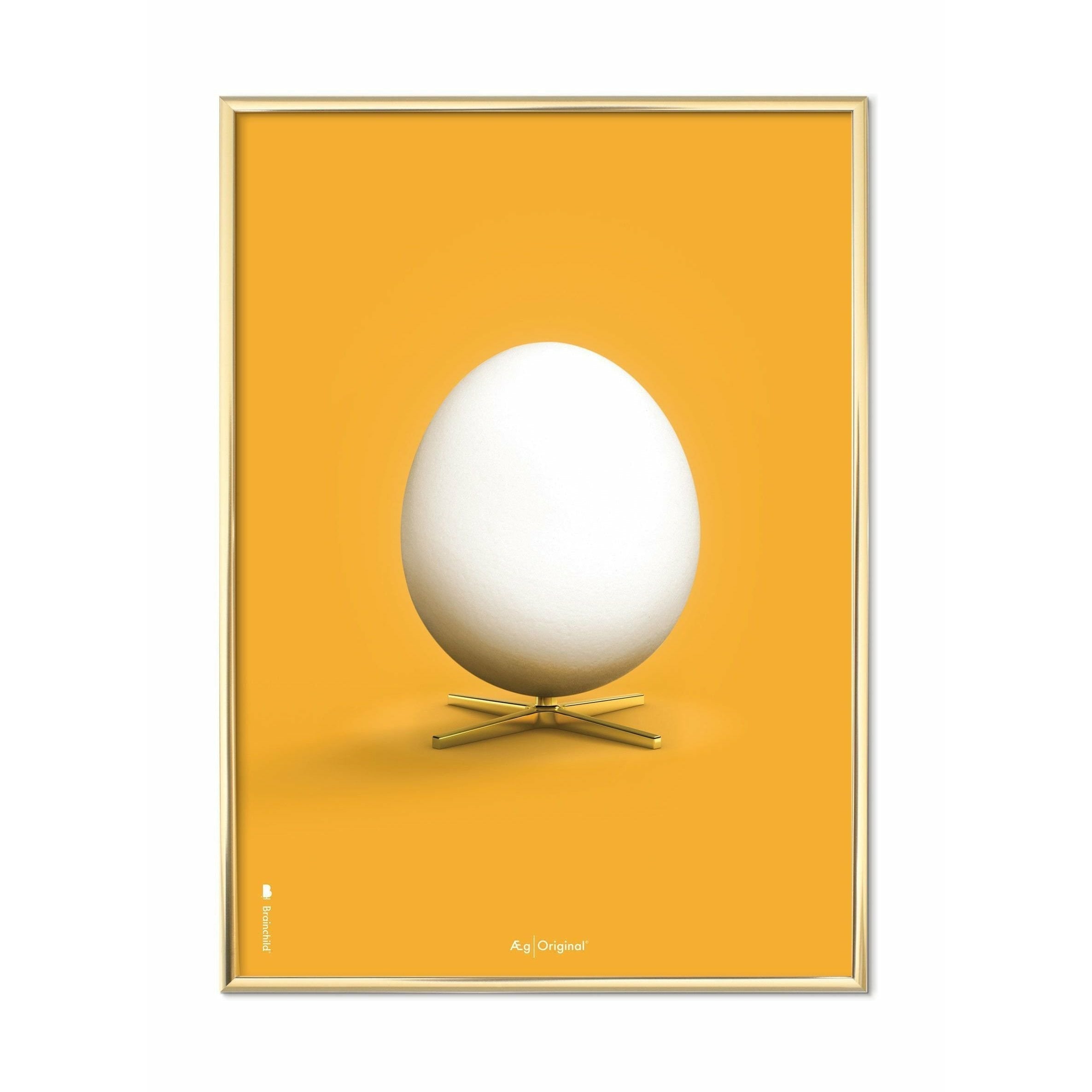 Brainchild Egg Classic Affisch, mässingsfärgad ram 30x40 cm, gul bakgrund