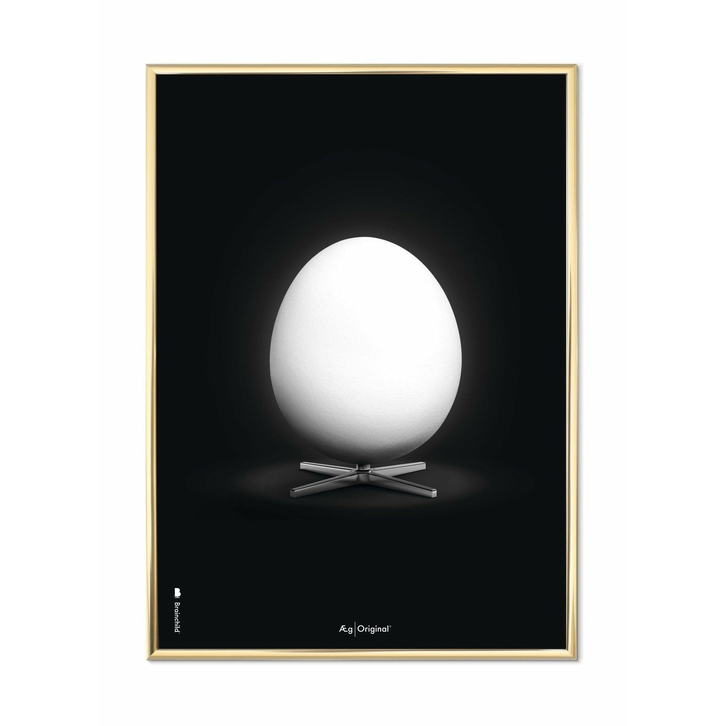 Brainchild Egg Classic Affisch, mässingsfärgad ram 30x40 cm, svart bakgrund
