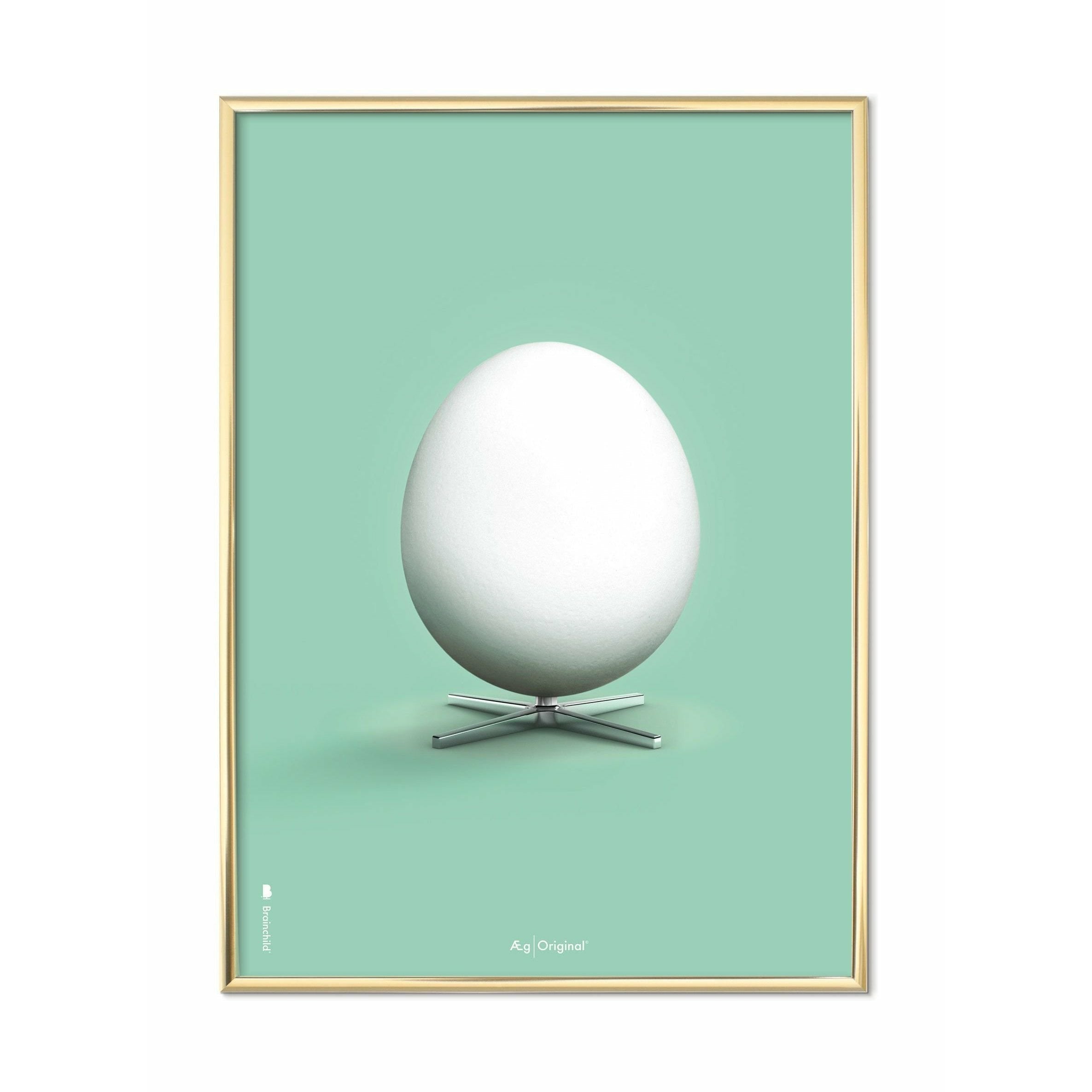 Brainchild Egg Classic Affisch, mässingsfärgad ram A5, Mint Green Bakgrund