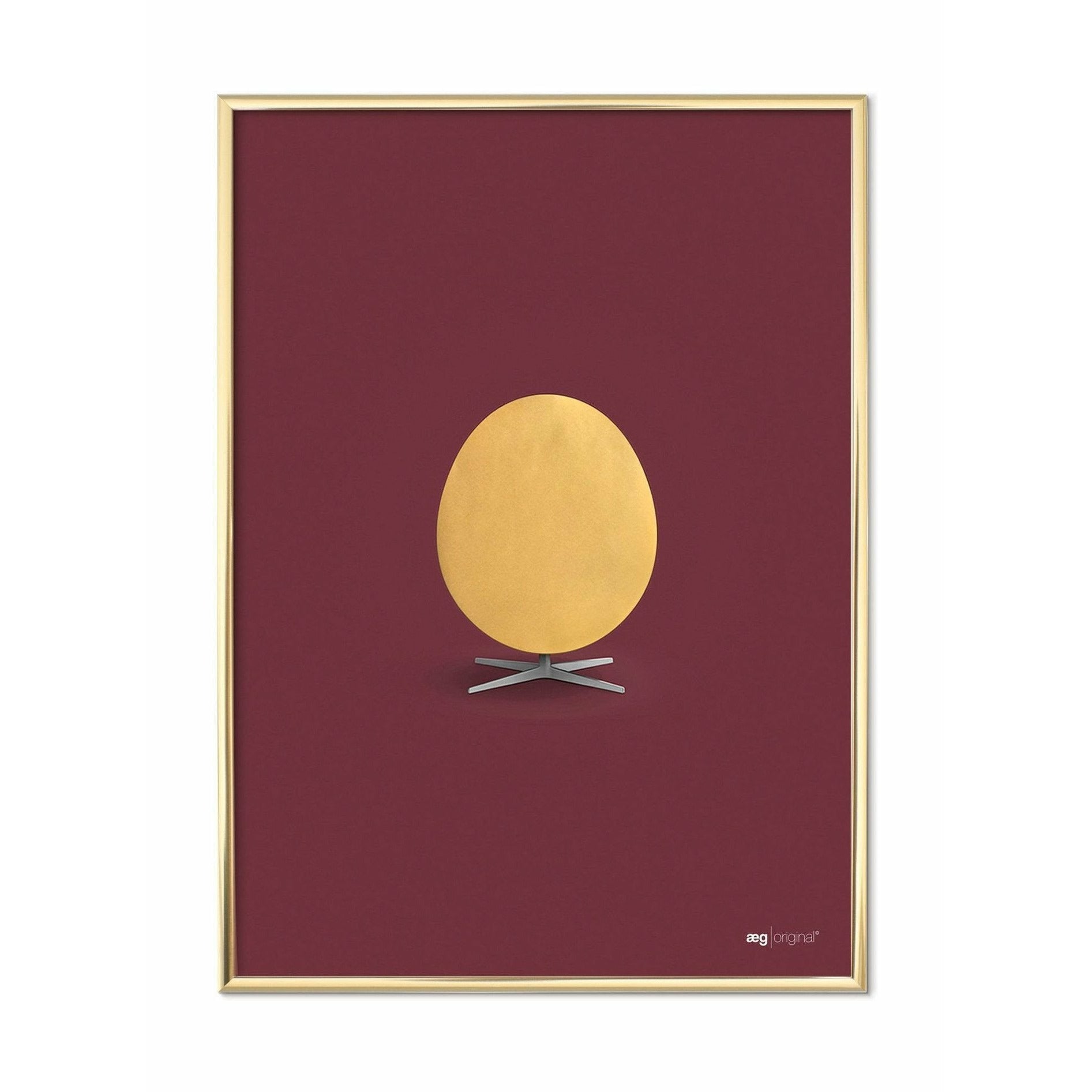 Brainchild Äggsaffisch, mässingsfärgad ram 50x70 cm, guld/vinröd bakgrund