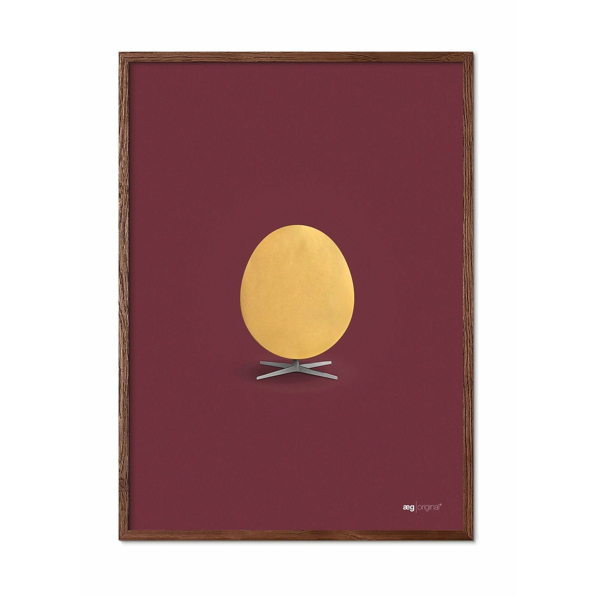 Brainchild Äggsaffisch, ram i mörkt trä 50x70 cm, guld/vinröd bakgrund