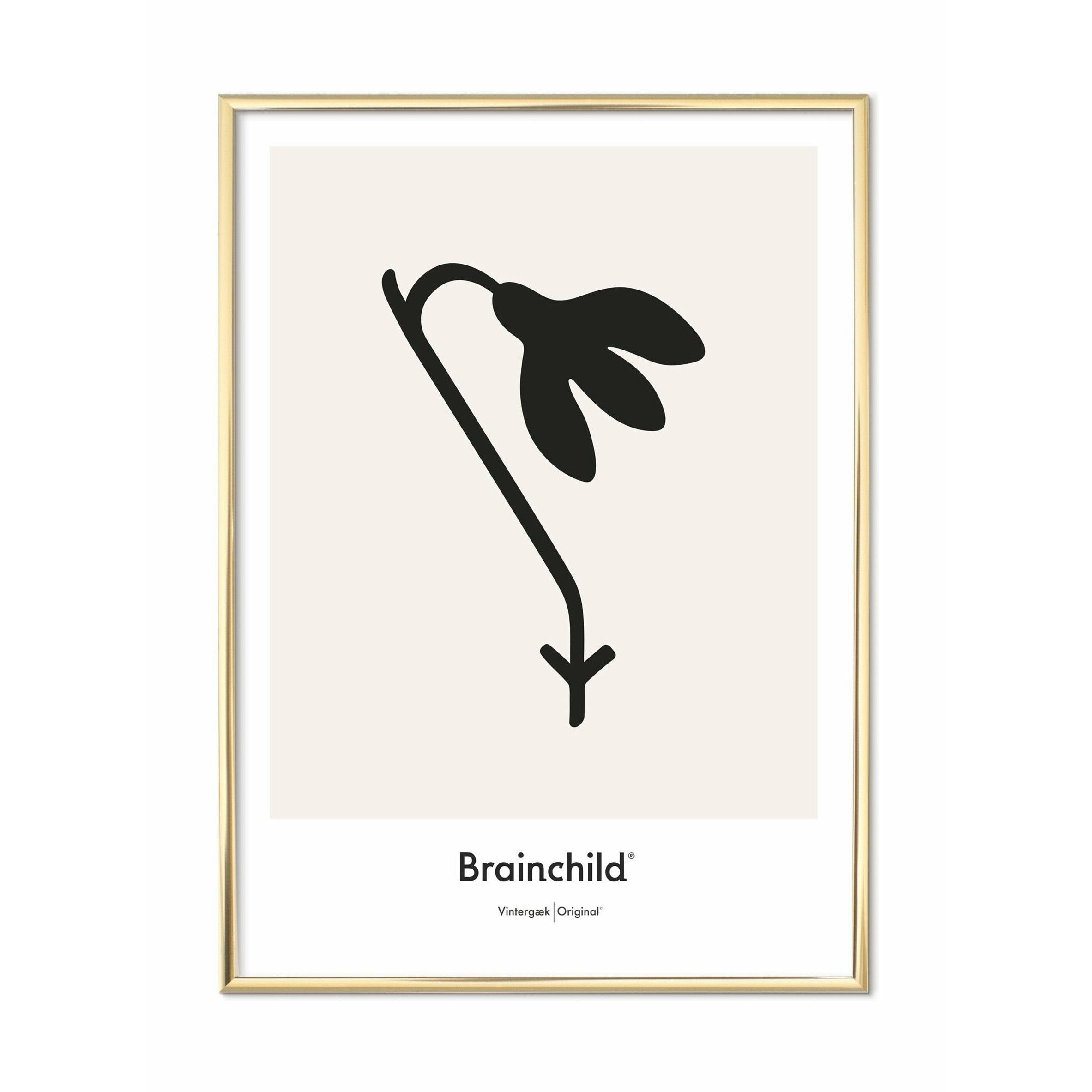 Brainchild Vintergästdesignikonsaffisch, mässingsfärgad ram 30x40 cm, grå