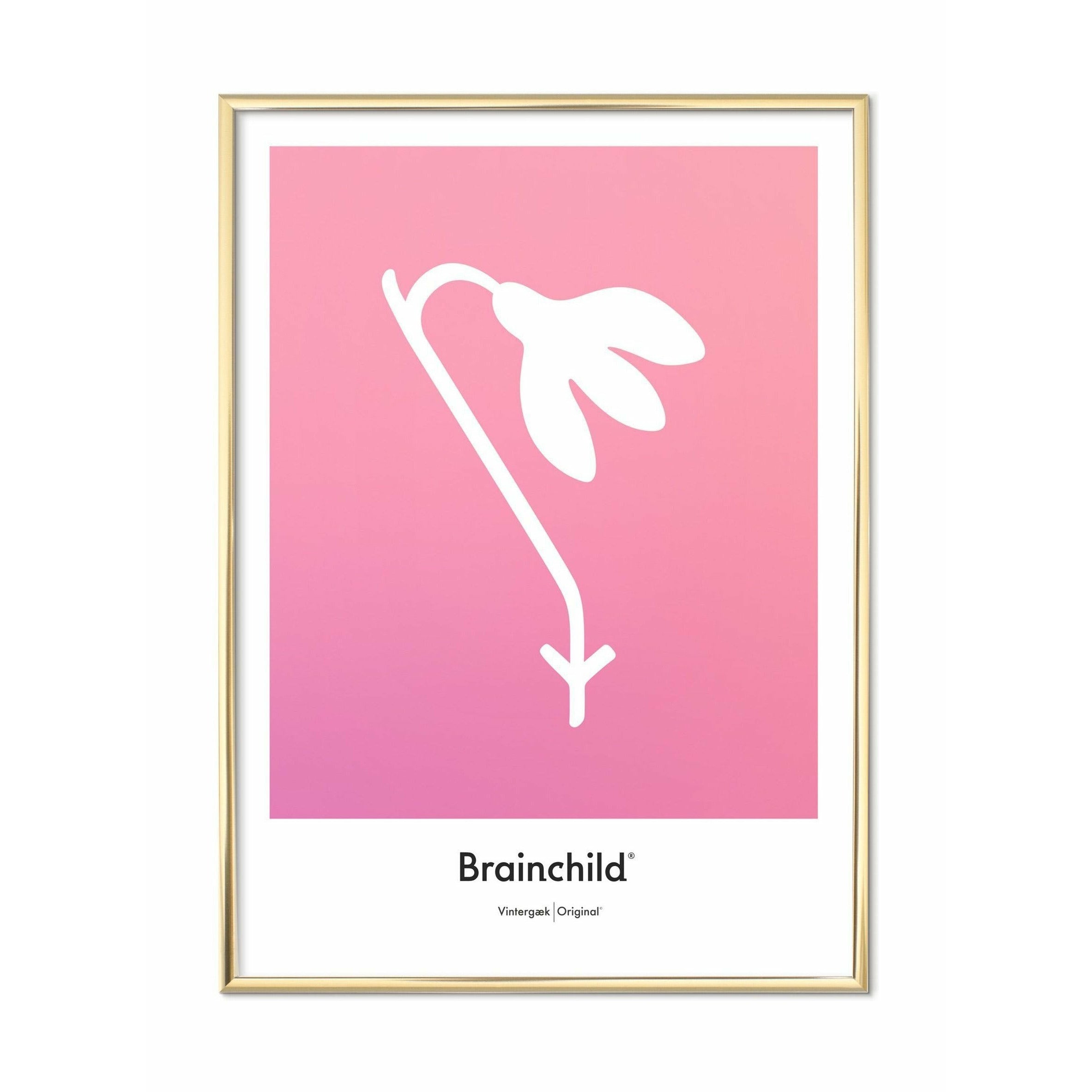 Brainchild Vintergästdesignikonsaffisch, mässingsfärgad ram A5, rosa