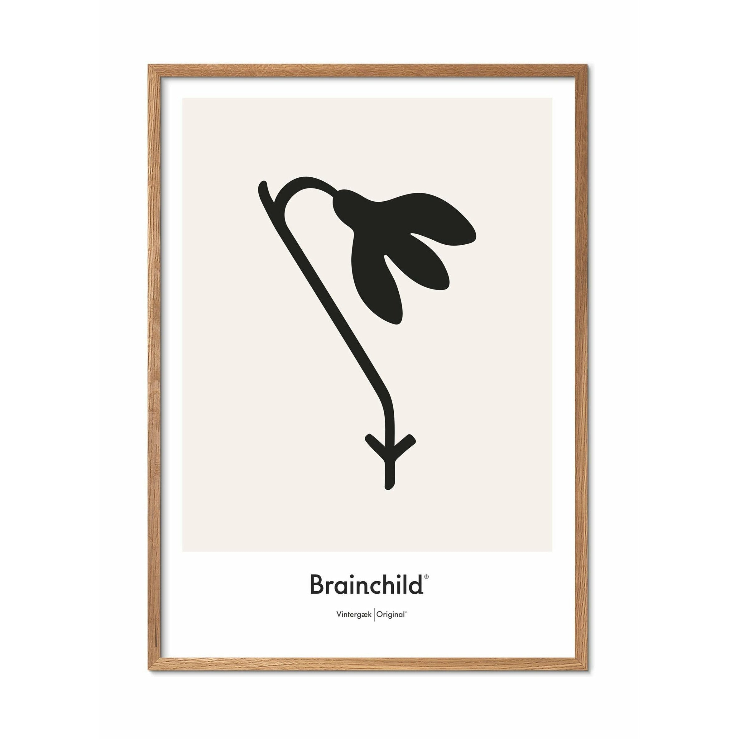 Brainchild Vintergästdesignikonsaffisch, ram i lätt trä 30x40 cm, grå