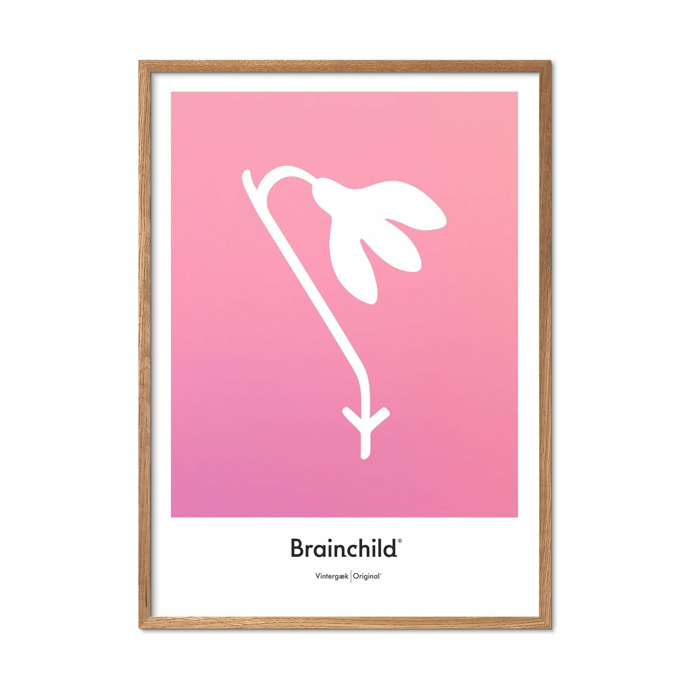 Brainchild Vintergästdesignikonsaffisch, ram i lätt trä 50x70 cm, rosa