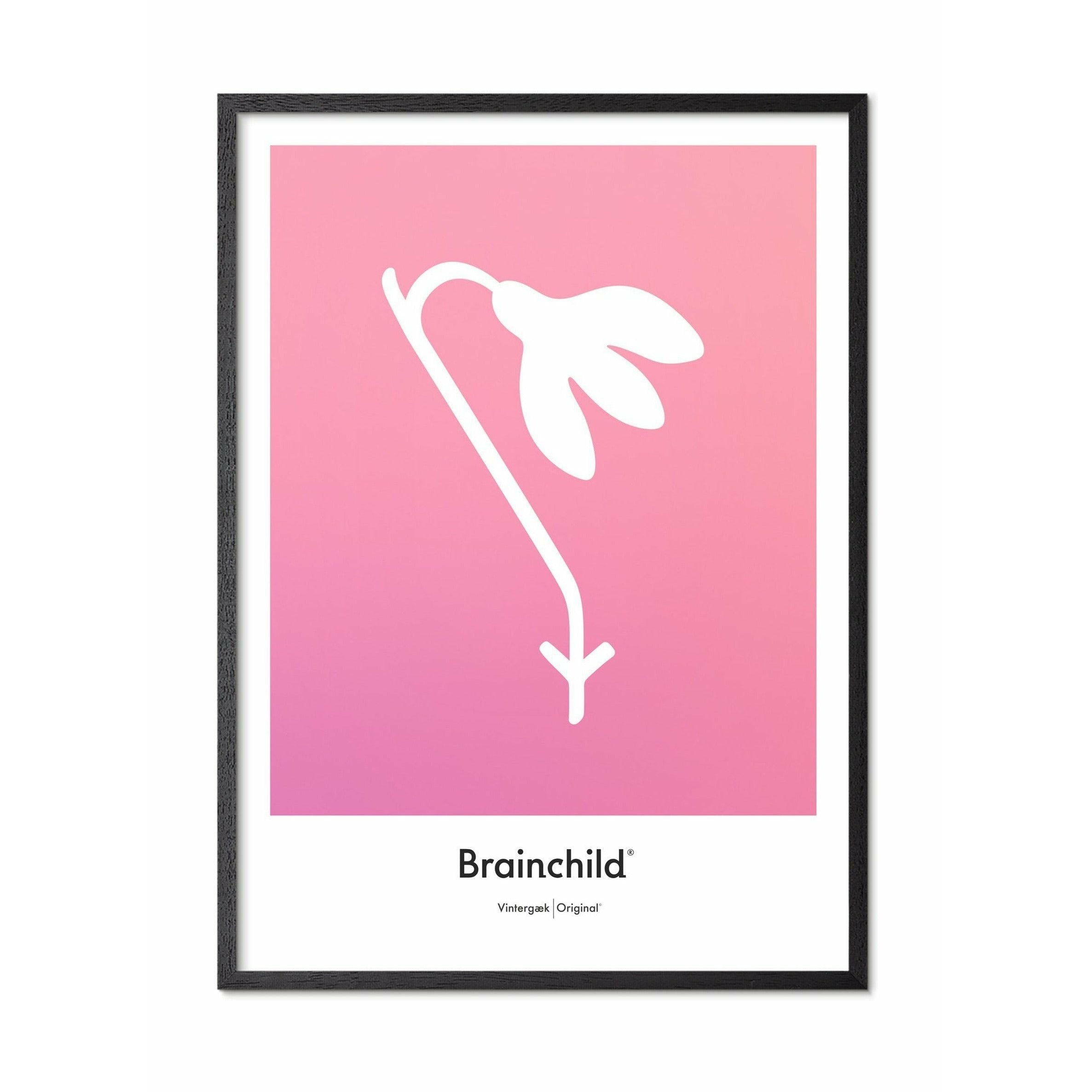 Brainchild Vintergästdesignikonsaffisch, ram i svart -målat trä 30x40 cm, rosa