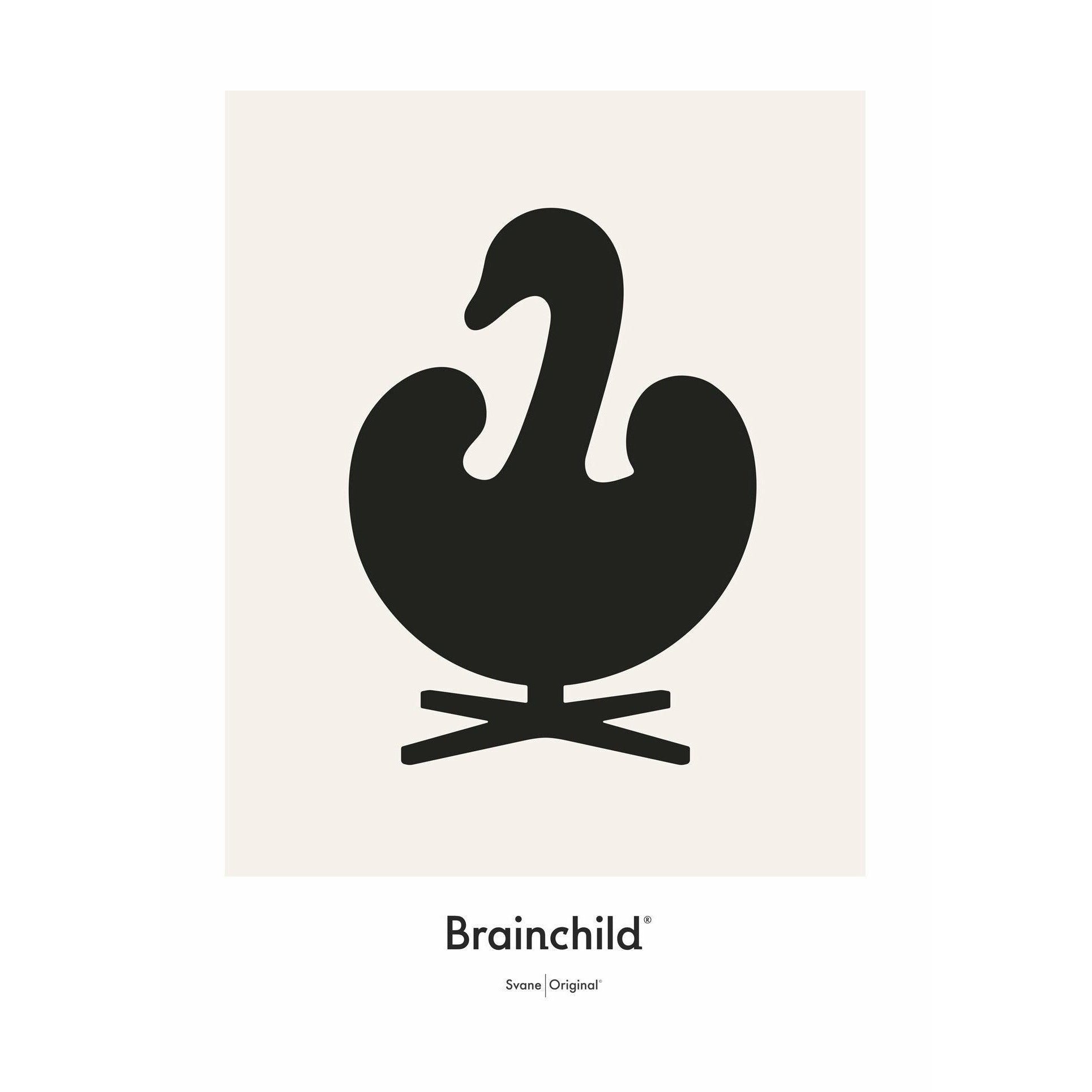 Brainchild SWAN DESIGN -ICON -affisch ingen ram 50x70 cm, grå