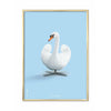 Brainchild Swan Classic Poster, mässingsfärgad ram 50x70 cm, ljusblå bakgrund