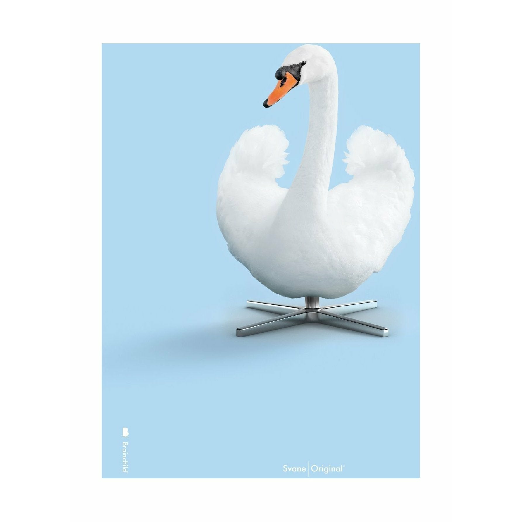 Brainchild Swan Classic Affisch No Frame A5, ljusblå bakgrund