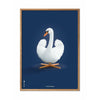 Brainchild Swan Classic Poster, ram i lätt trä 30x40 cm, mörkblå bakgrund