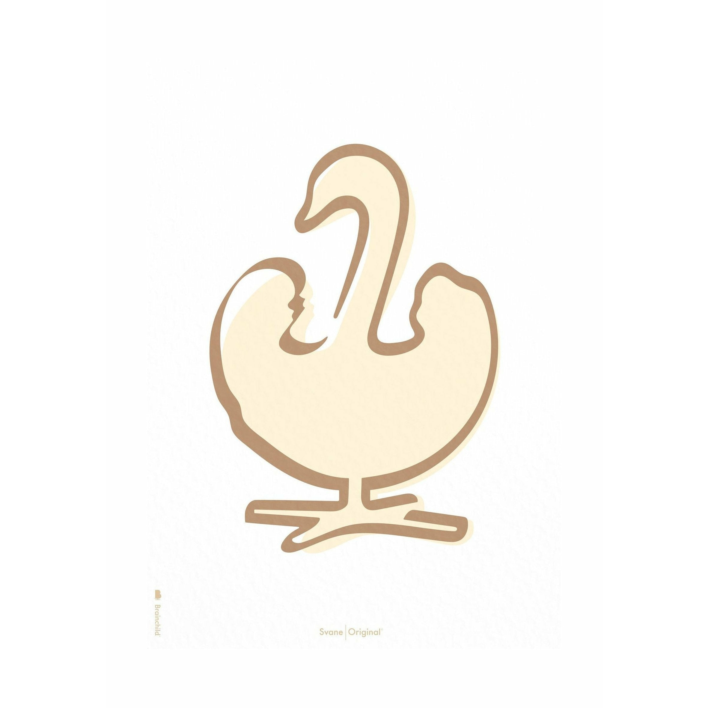 Brainchild Swan Stroke Poster ingen ram 30x40 cm, vit bakgrund