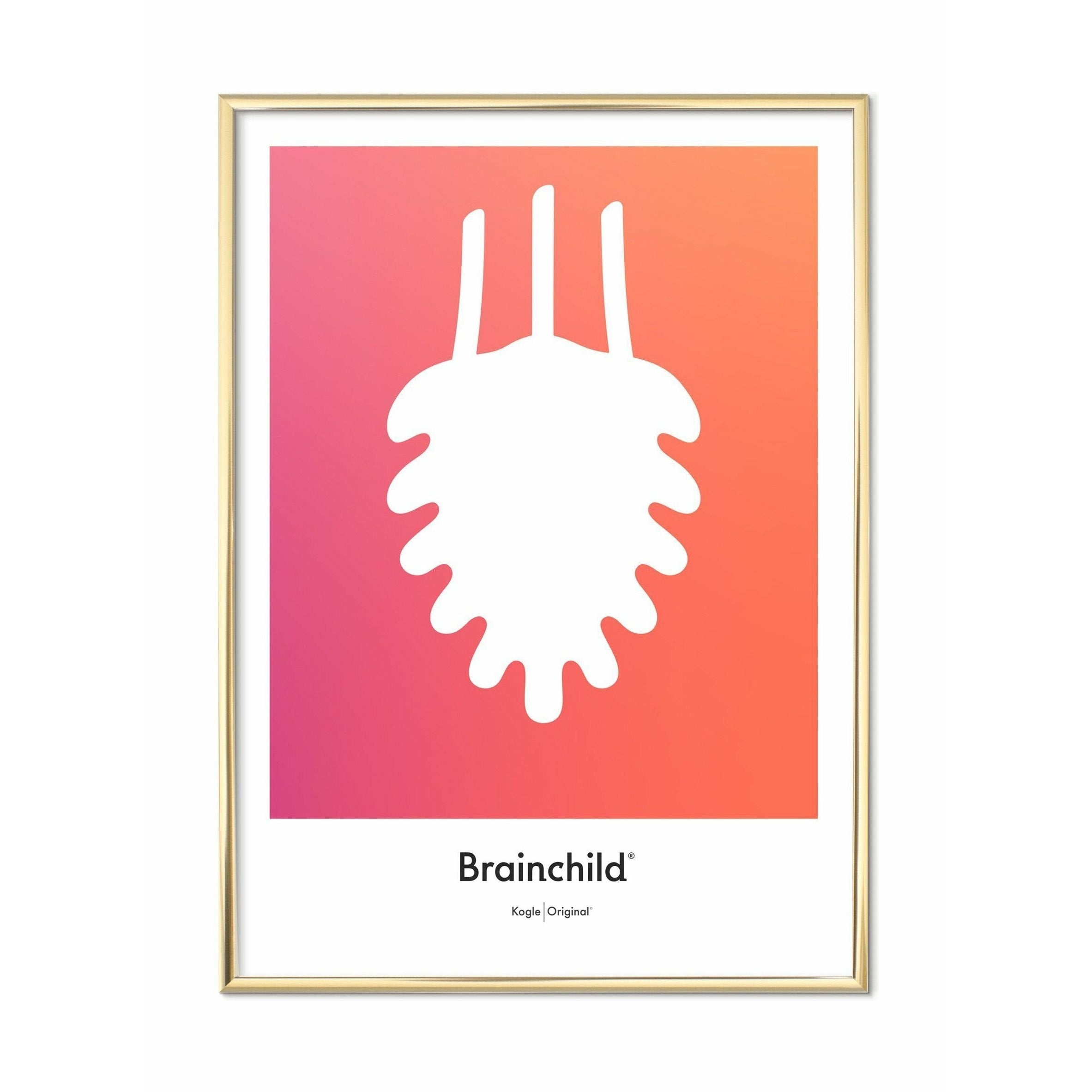 Brainchild Bull Design Icon -affisch, mässingsfärgad ram 50x70 cm, orange