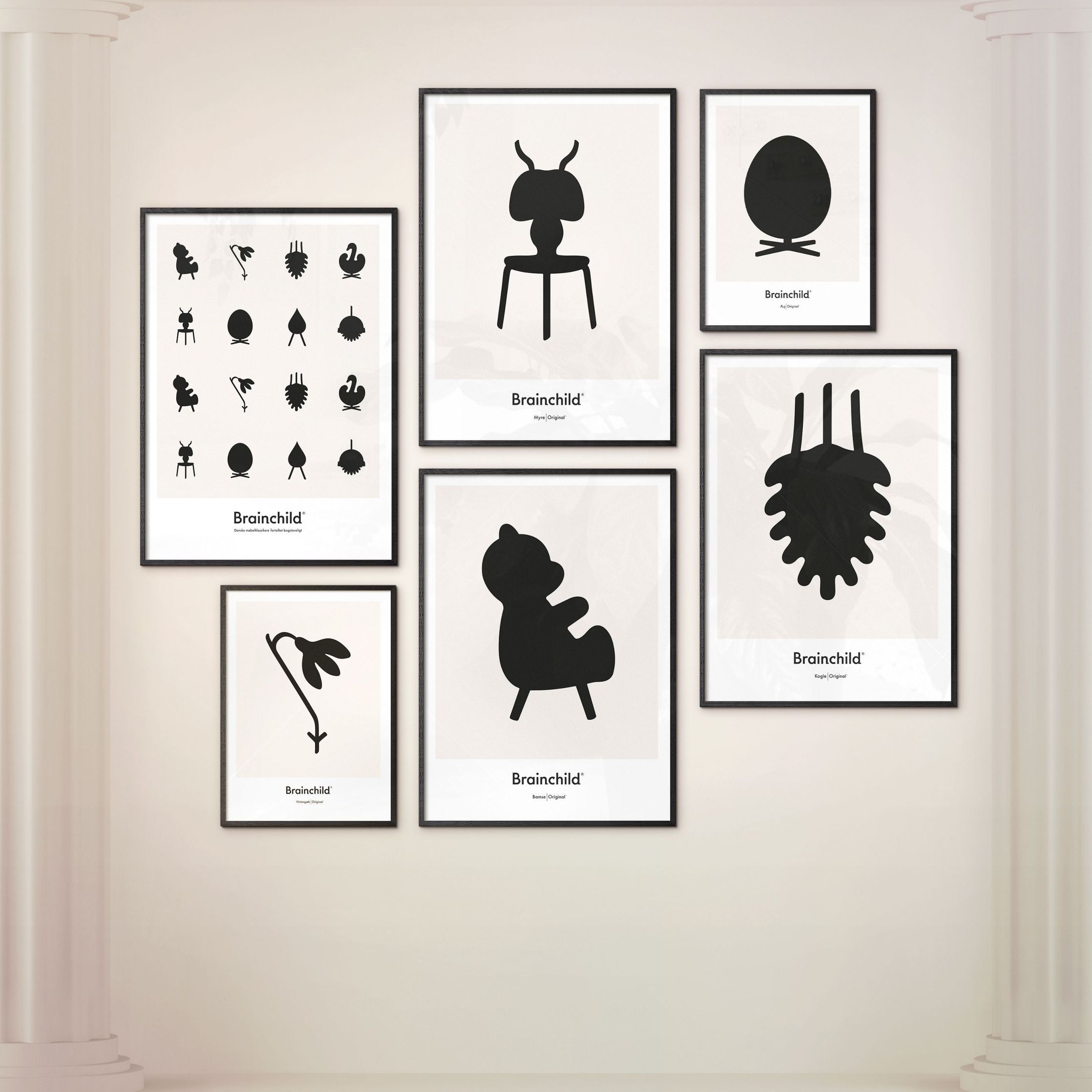 Brainchild Bullet Design Icon -affisch, ram i lätt trä A5, grå