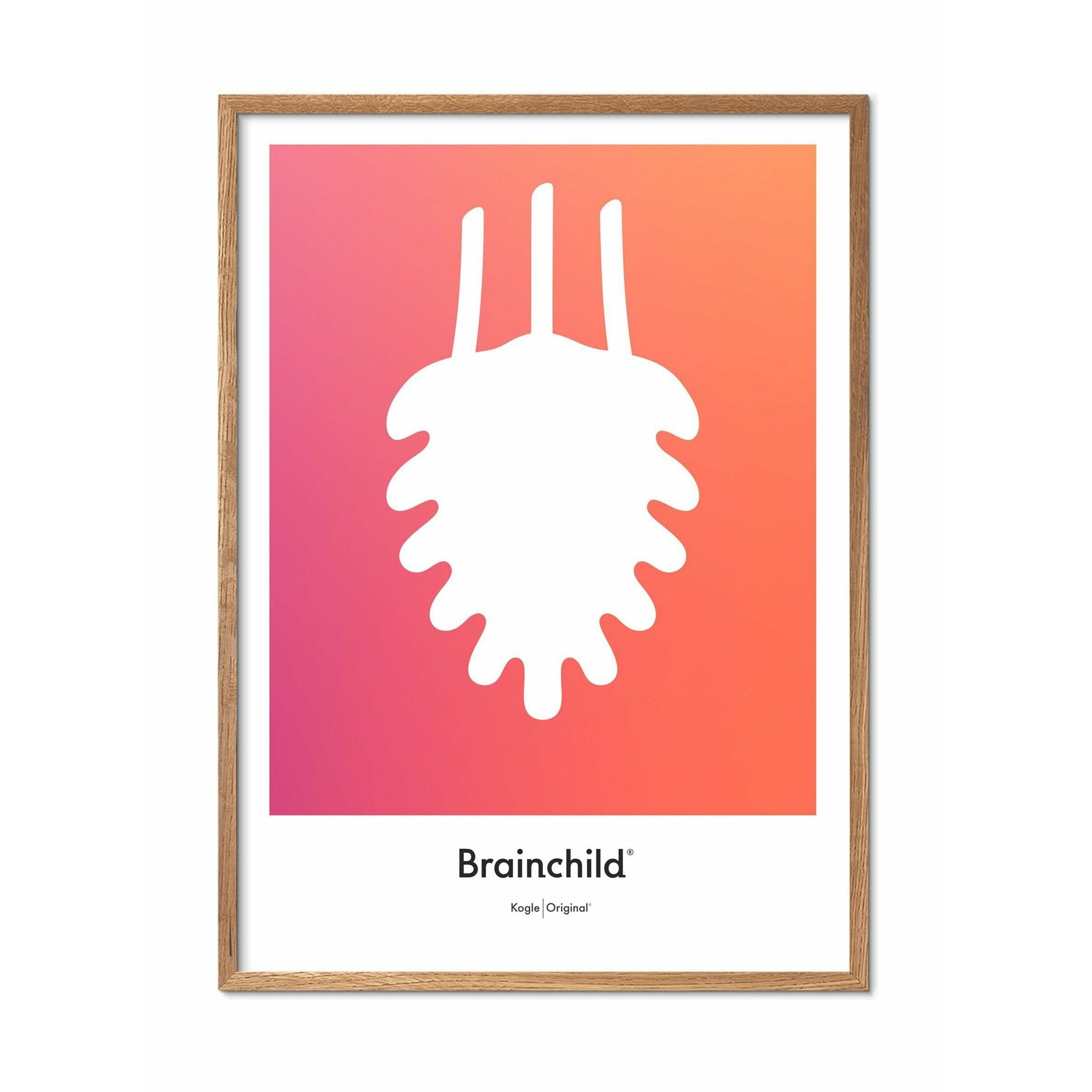 Brainchild Koller designikon affisch, ram i lätt trä A5, orange