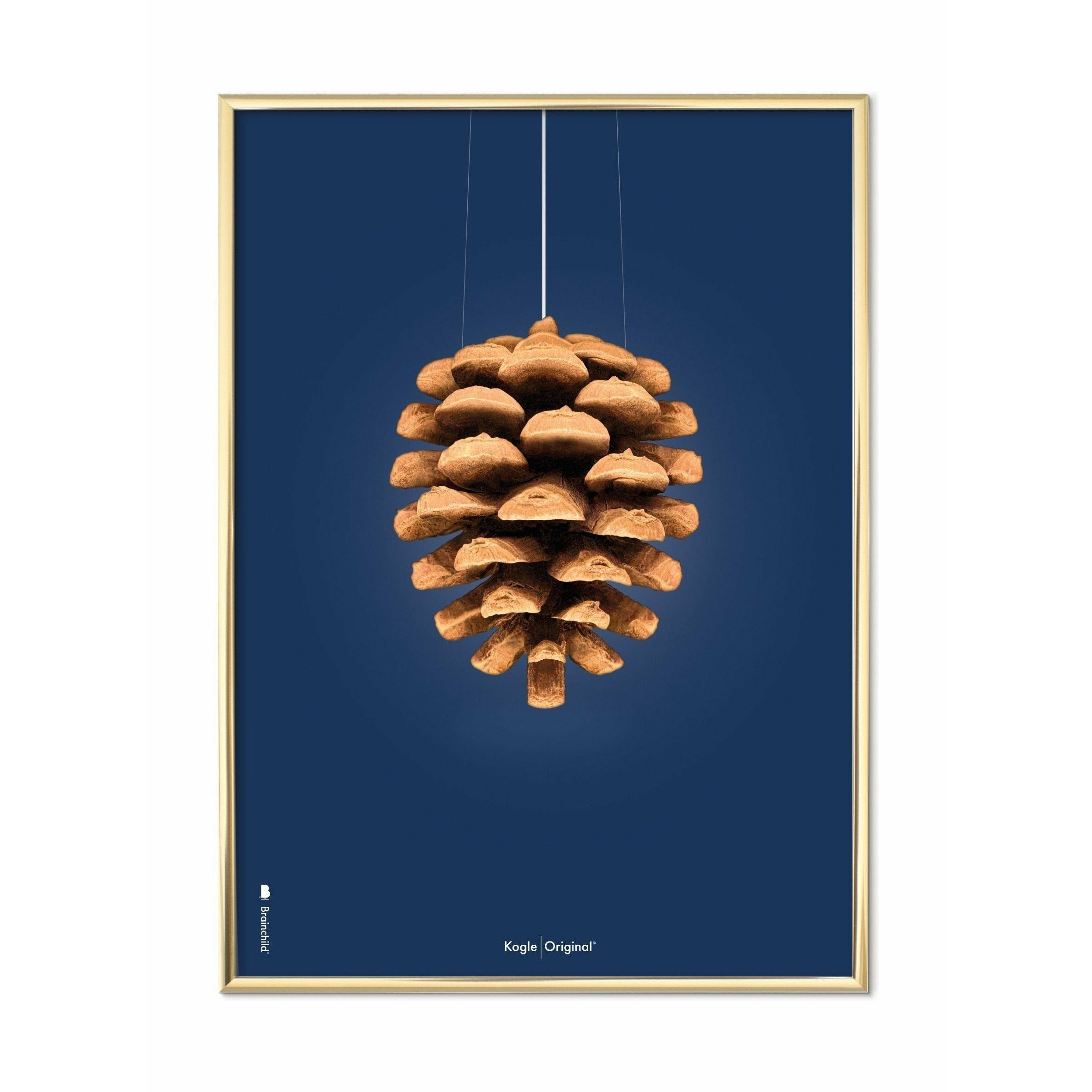 Brainchild Kogle Klassisk Plakat, Messingfarvet Ramme 30X40 Cm, Mørkeblå Baggrund