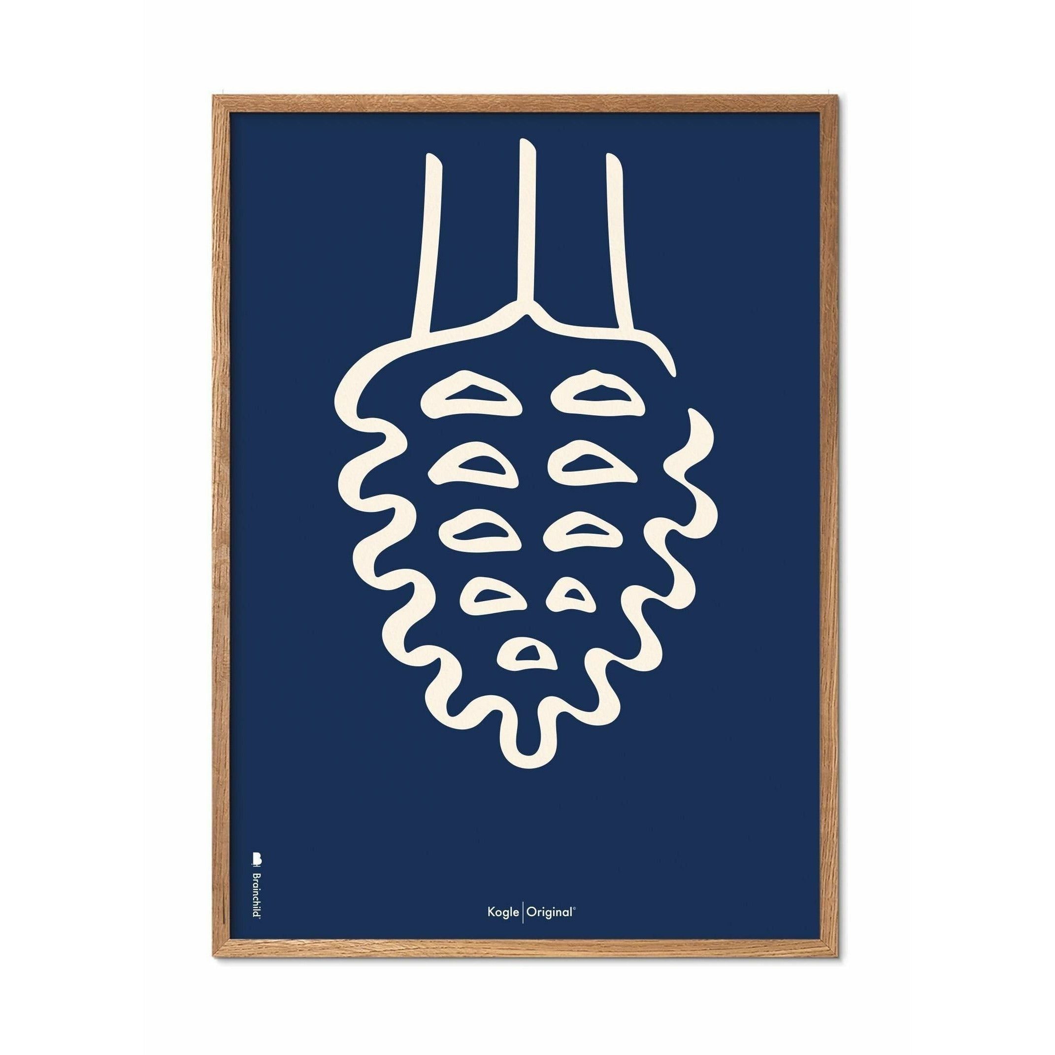 Brainchild Koller Line -affisch, ram i lätt trä A5, blå bakgrund