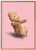 Brainchild Nallebjörn klassisk affischram i lätt träram A5, rosa bakgrund