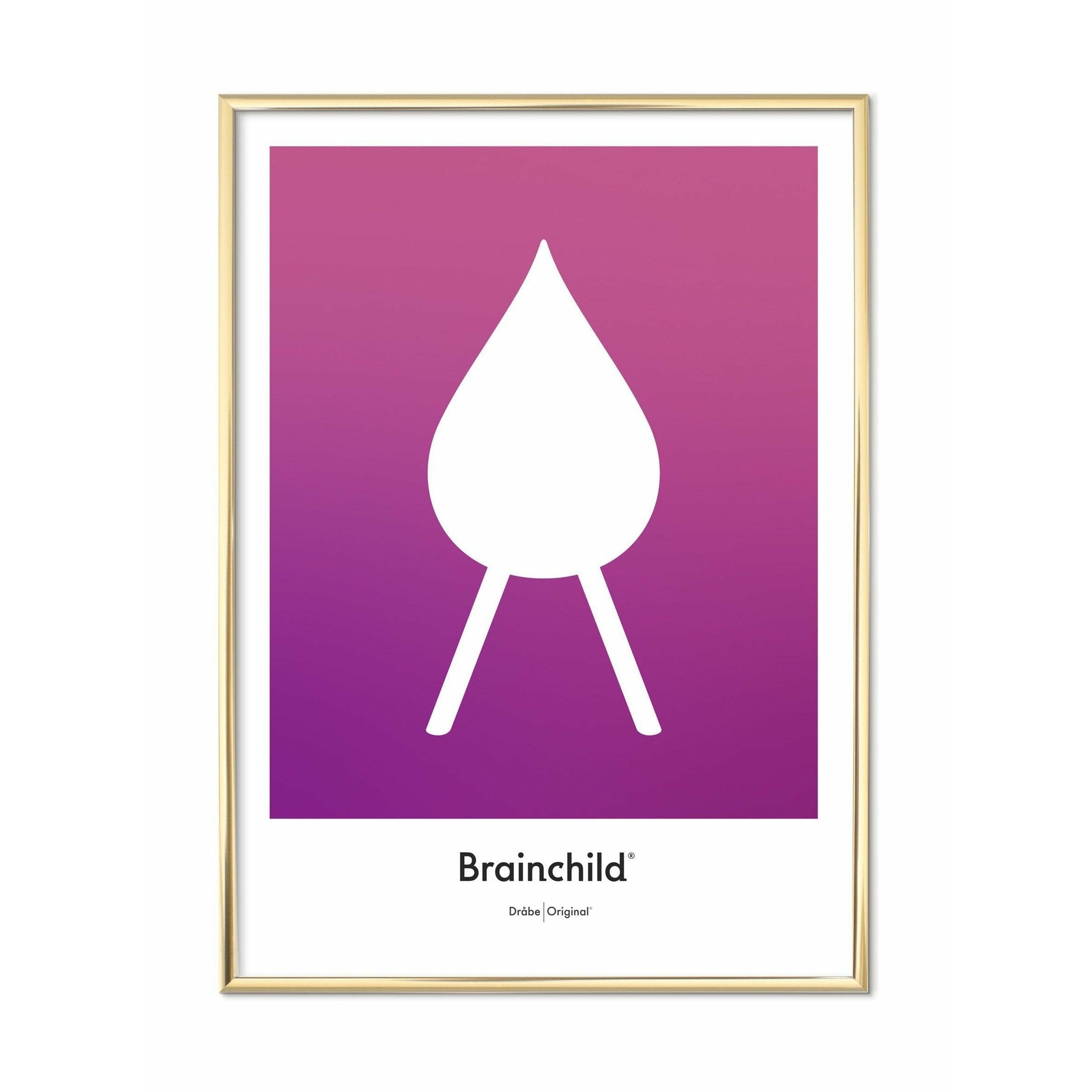 Brainchild Drop Design Icon -affisch, mässingsfärgad ram 30x40 cm, lila