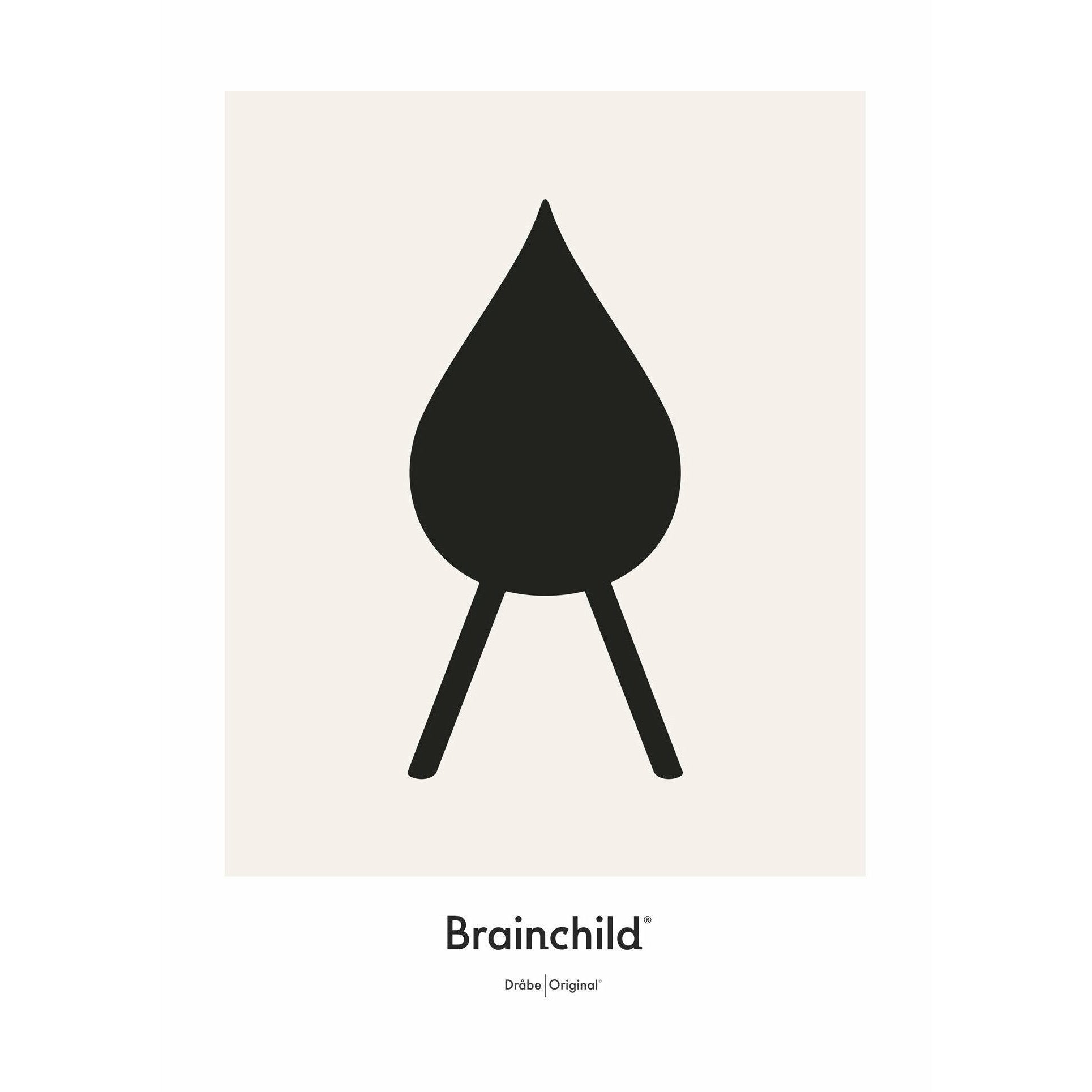 Brainchild Drop Design Icon Poster No Frame 30X40 CM, Gray