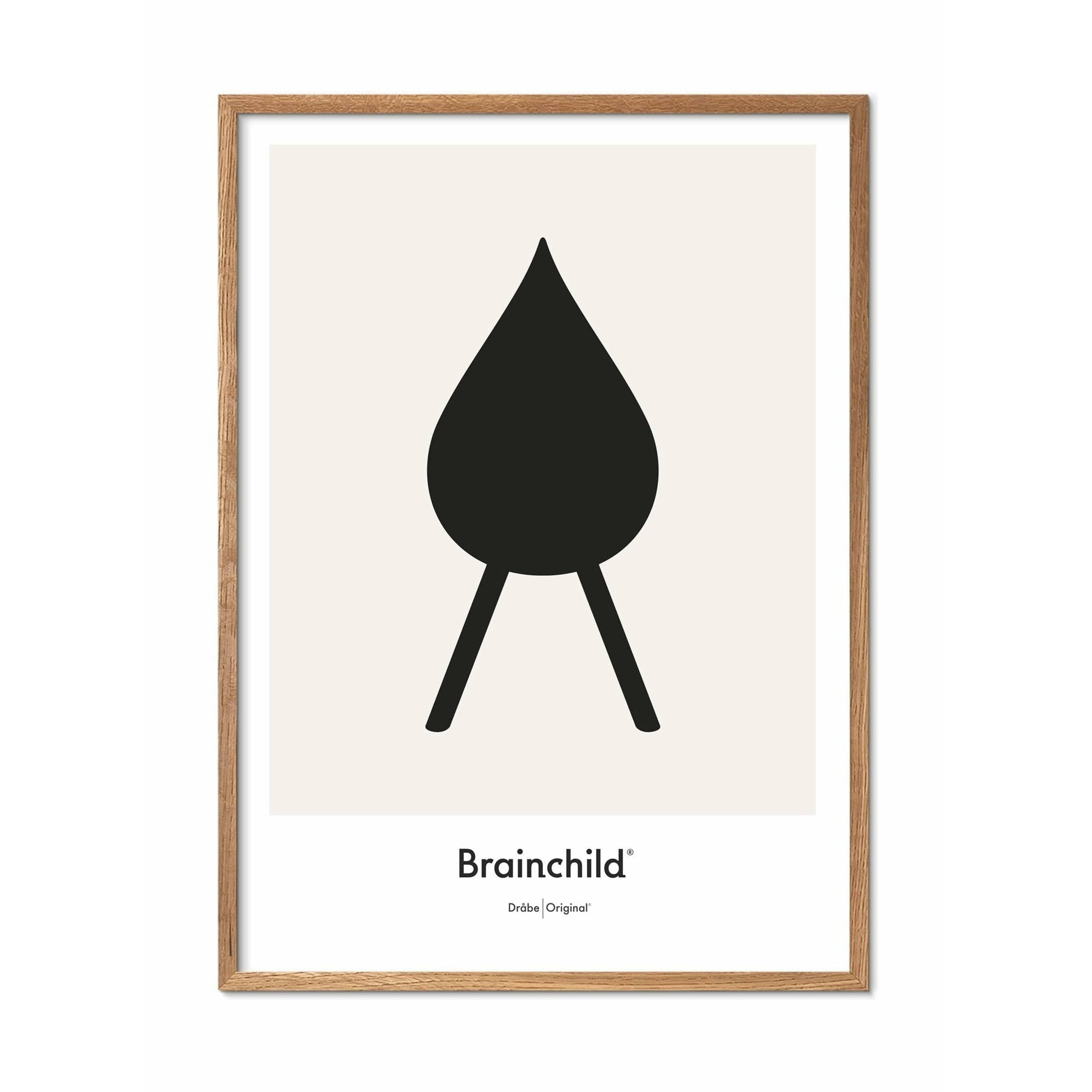 Brainchild Släpp designikon affisch, ram i lätt trä 30x40 cm, grå