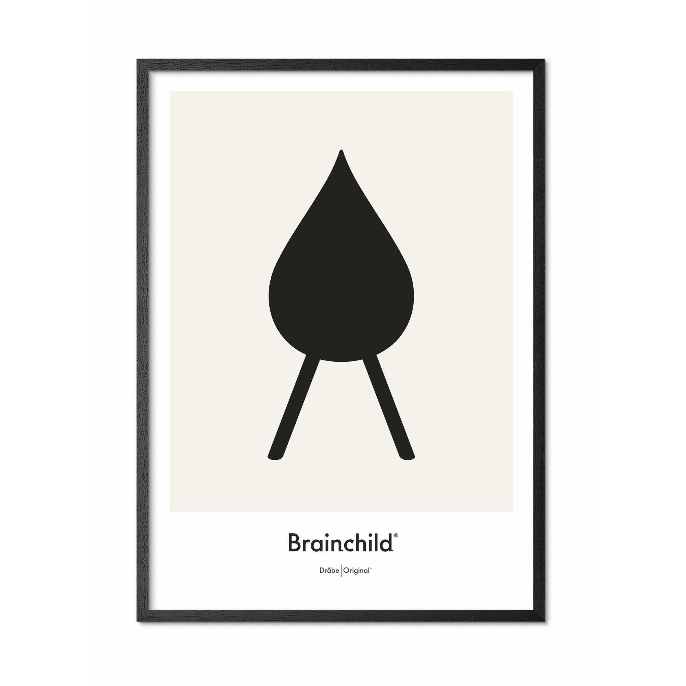 Brainchild Släpp designikon affisch, ram i svart målat trä 50x70 cm, grå