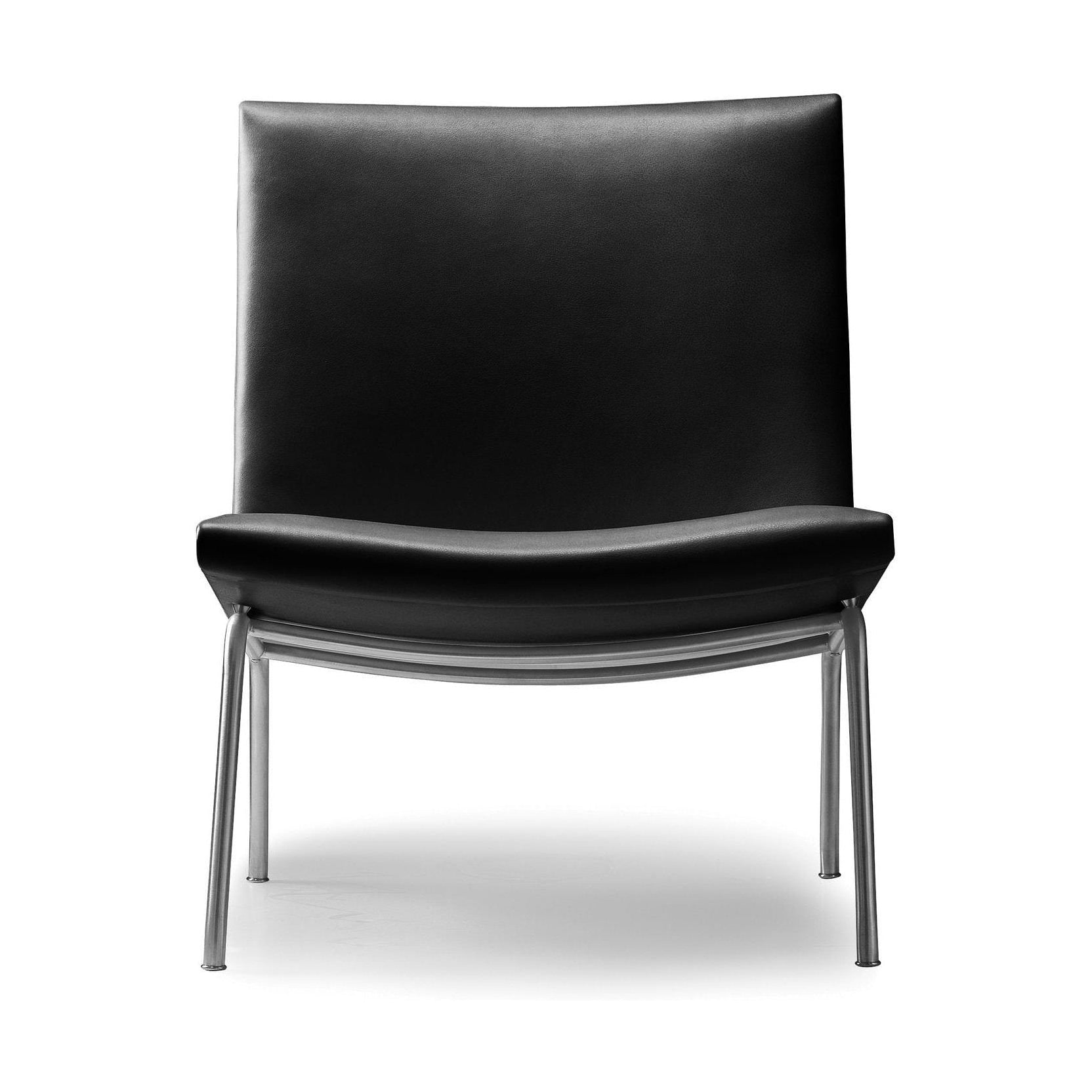 Carl Hansen Lustavns stol rostfritt stål 1-person, svart läder