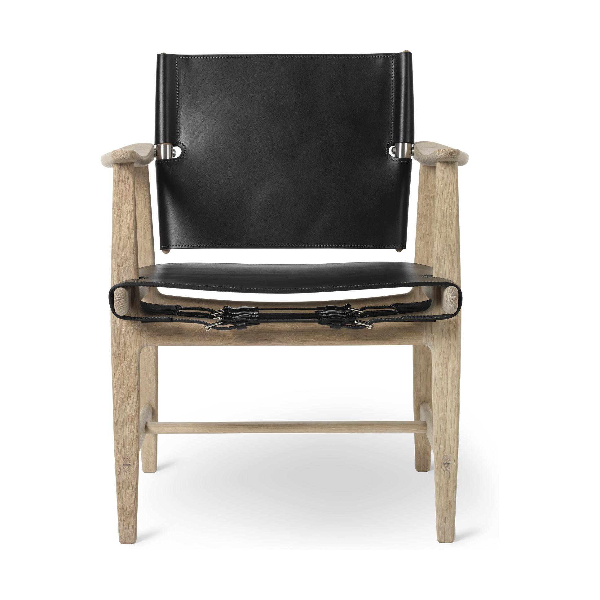 Carl Hansen BM1106 Hunter Chair, White Oiled Oak, Black Core Leather